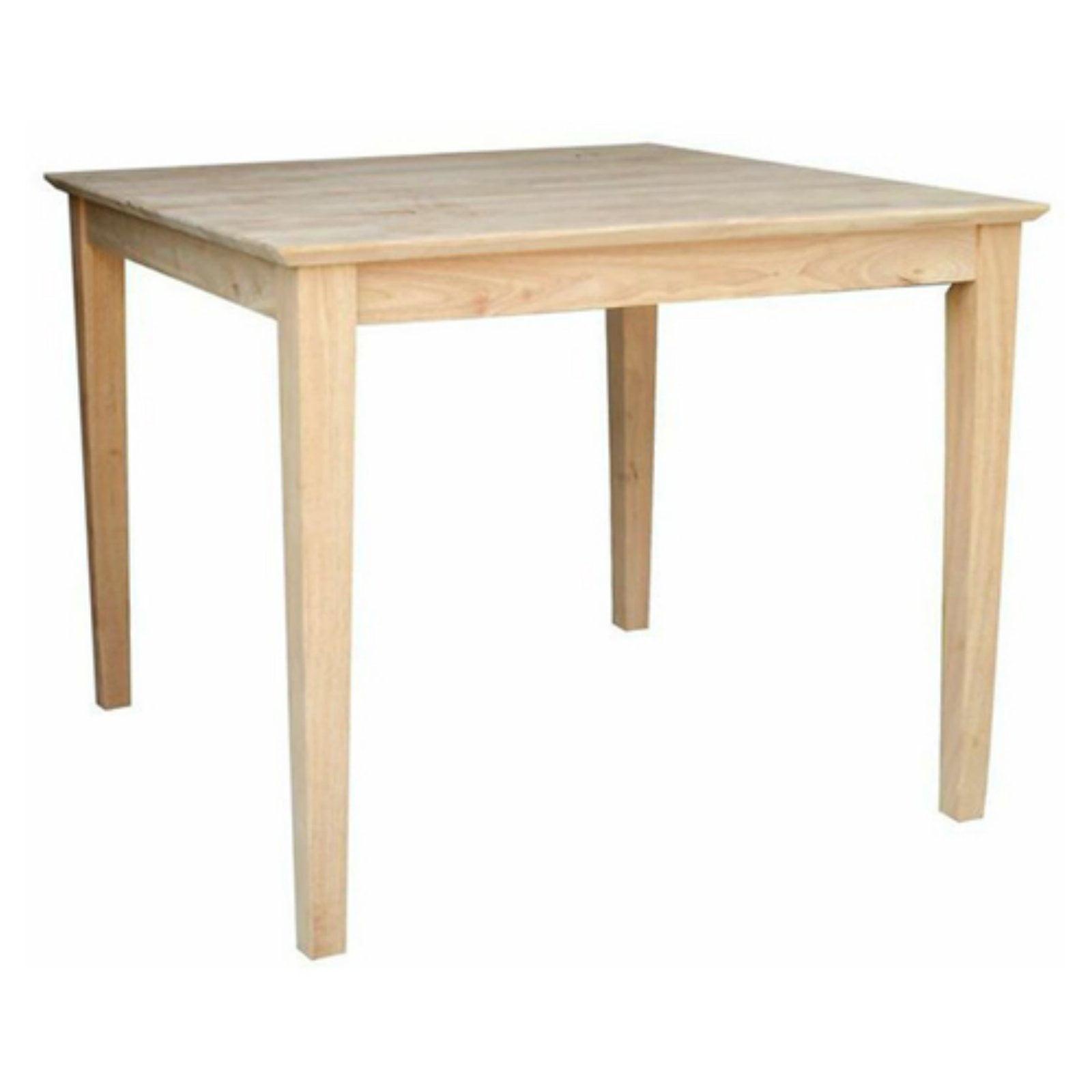 36" Square Solid Wood Table with Shaker Legs Unfinished - International Concepts