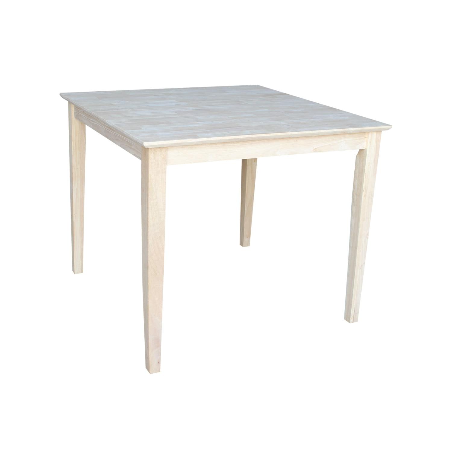 36" Square Solid Wood Dining Table with Shaker Legs Unfinished - International Concepts: Parawood, Seats 4