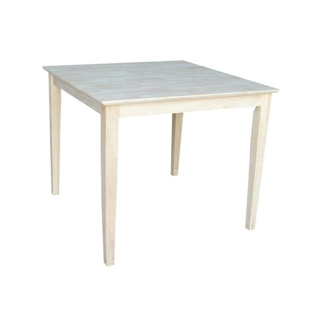 36" Square Solid Wood Dining Table with Shaker Legs Unfinished - International Concepts: Parawood, Seats 4