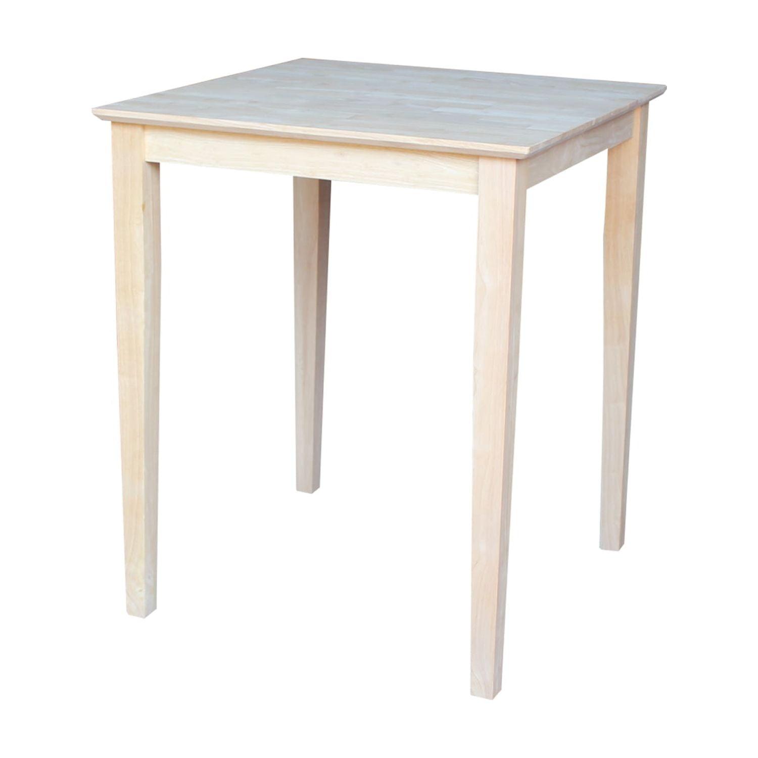 30" Square Solid Wood Counter Height Table with Shaker Legs Unfinished - International Concepts