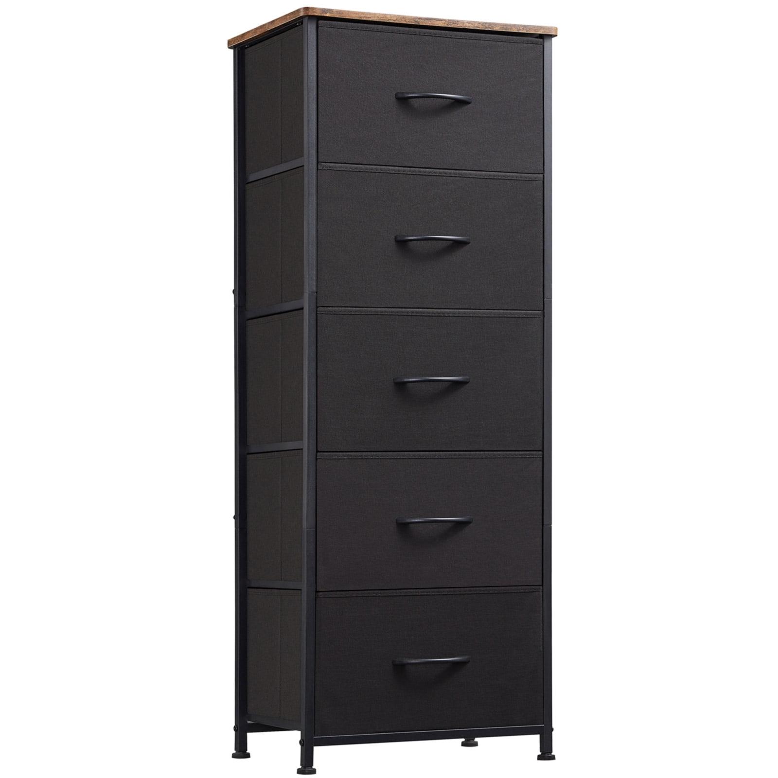 Black Rustic Brown 5-Drawer Vertical Fabric Dresser