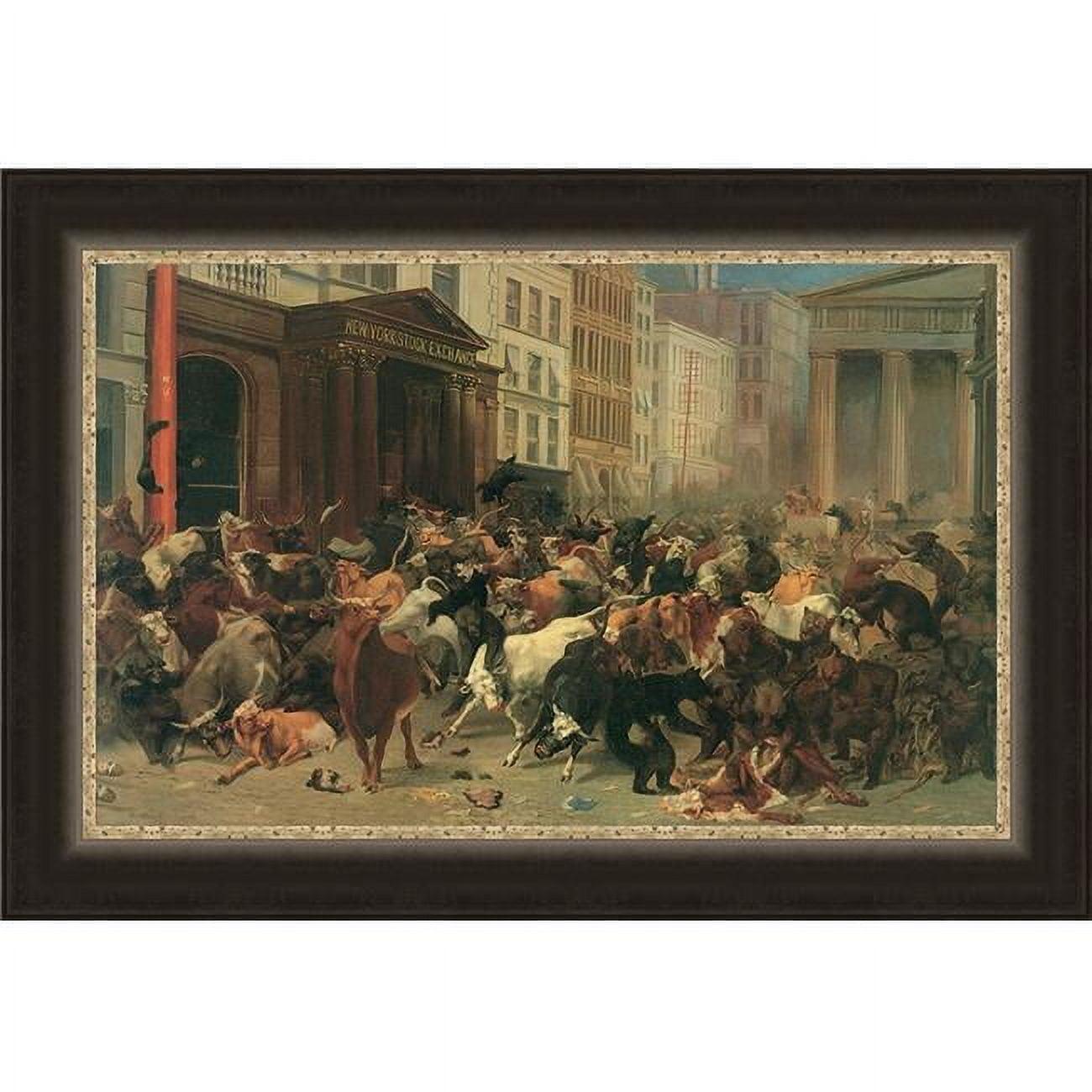 Bulls and Bears Market Scene Framed Textured Fine Art Print