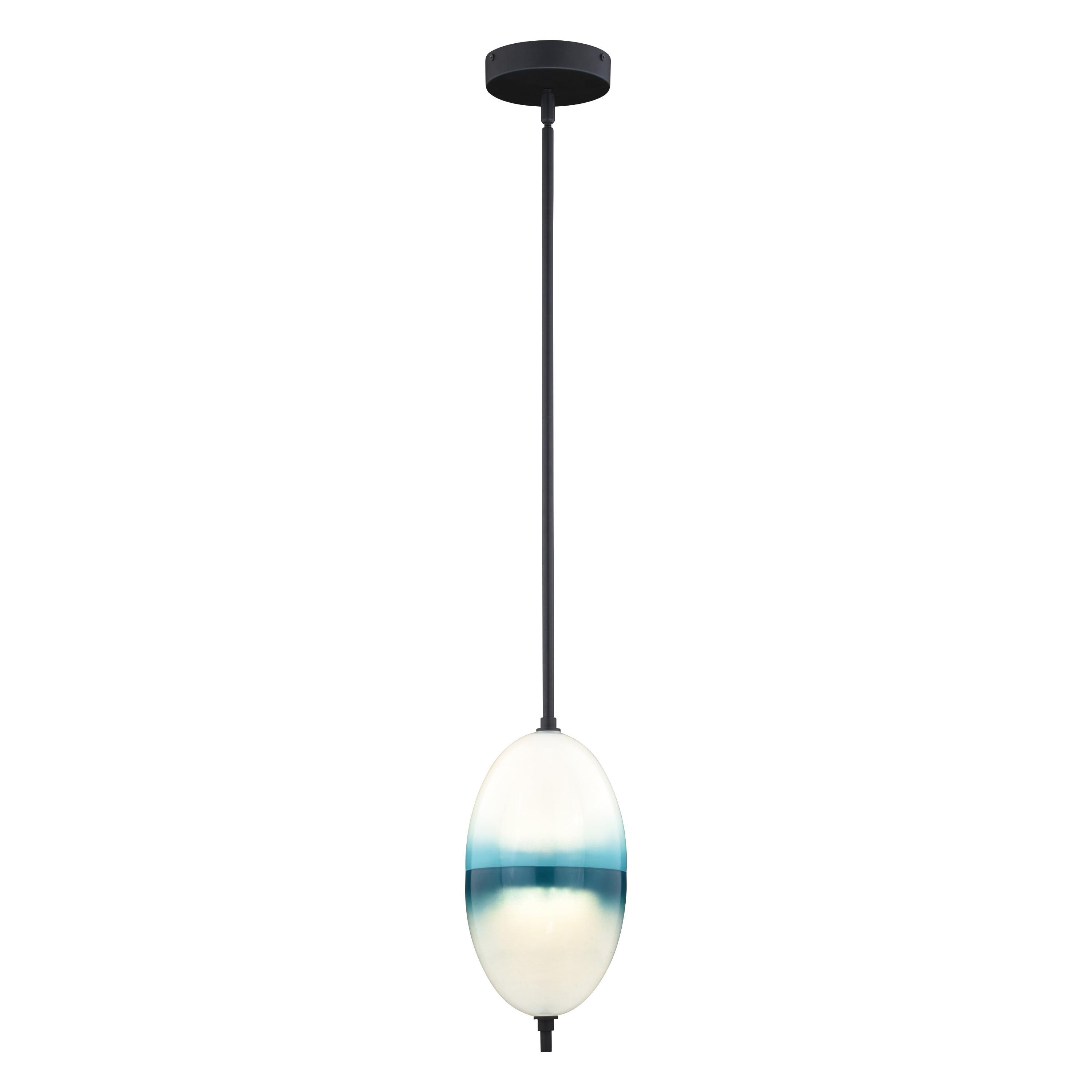 Somerset Oil Rubbed Bronze Mini Pendant with Blue and White Glass