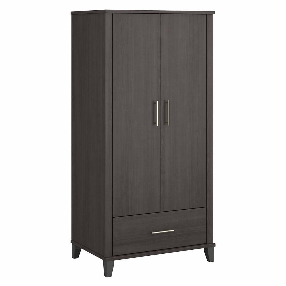 Storm Gray Engineered Wood Large Armoire Cabinet with Drawer