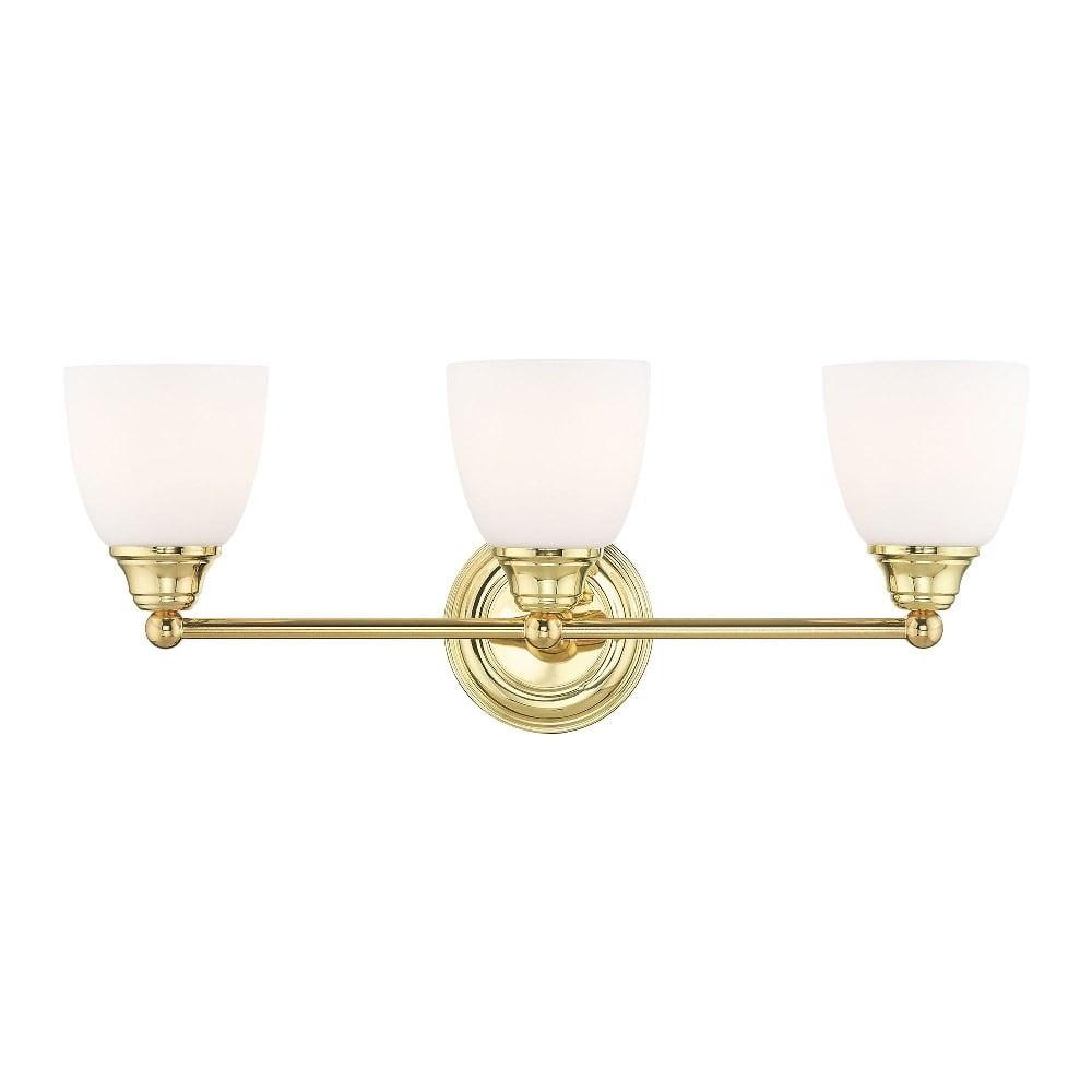 Somerville Polished Brass 3-Light Vanity with Satin Opal White Glass