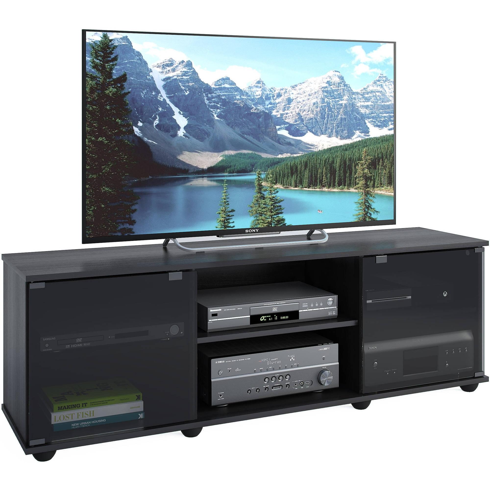 Ravenwood Black 63" TV Stand with Glass Doors