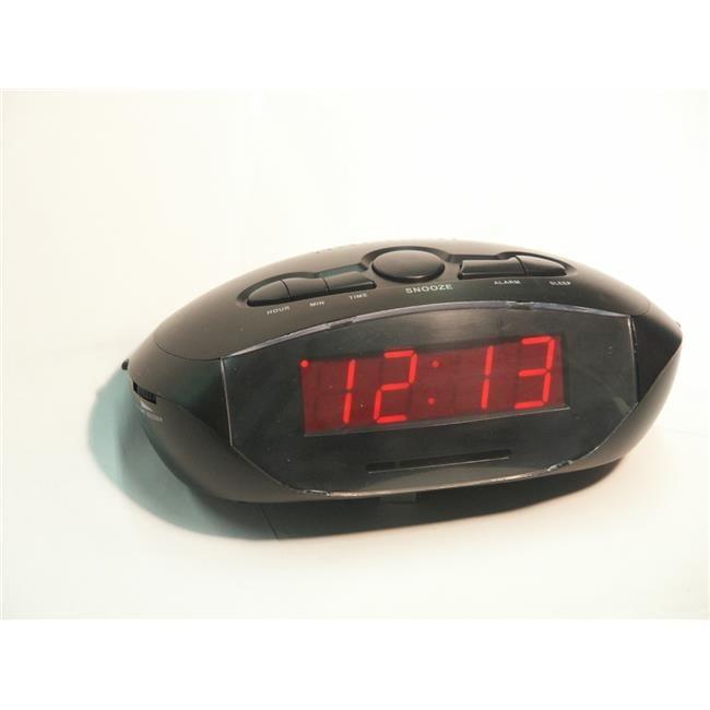 Black LED AM/FM Clock Radio with Aux Cord