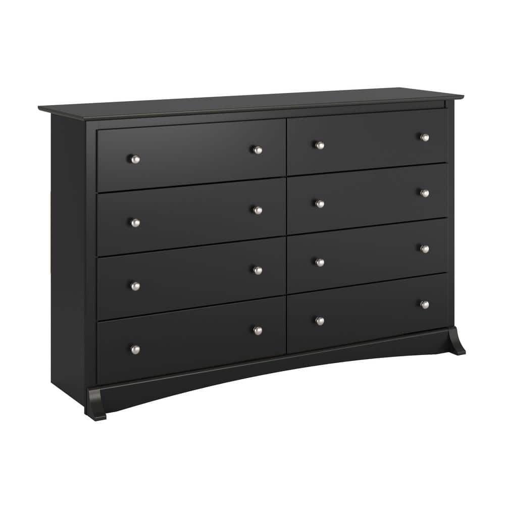 Sonoma 8 Drawer Dresser Black - Prepac: Laminated Transitional Style, Metal Hardware, Includes Anti-Tip