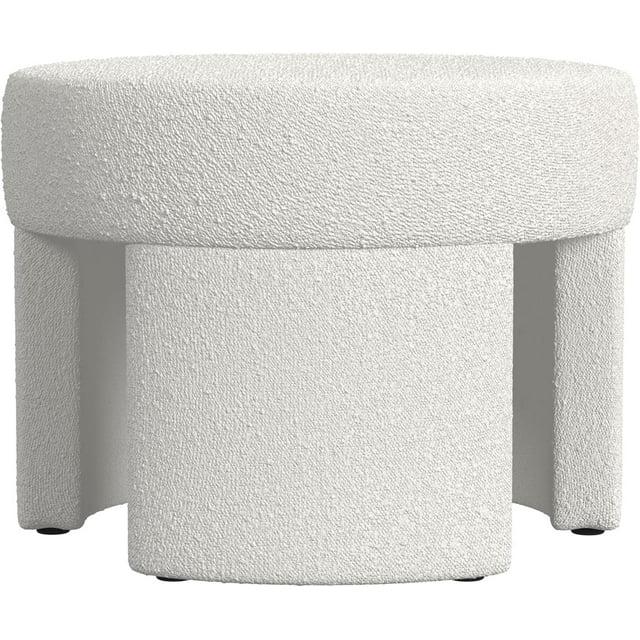 Sophia Ottoman Cream Boucle - HomePop: Modern Round Upholstered Footstool, No Assembly Required