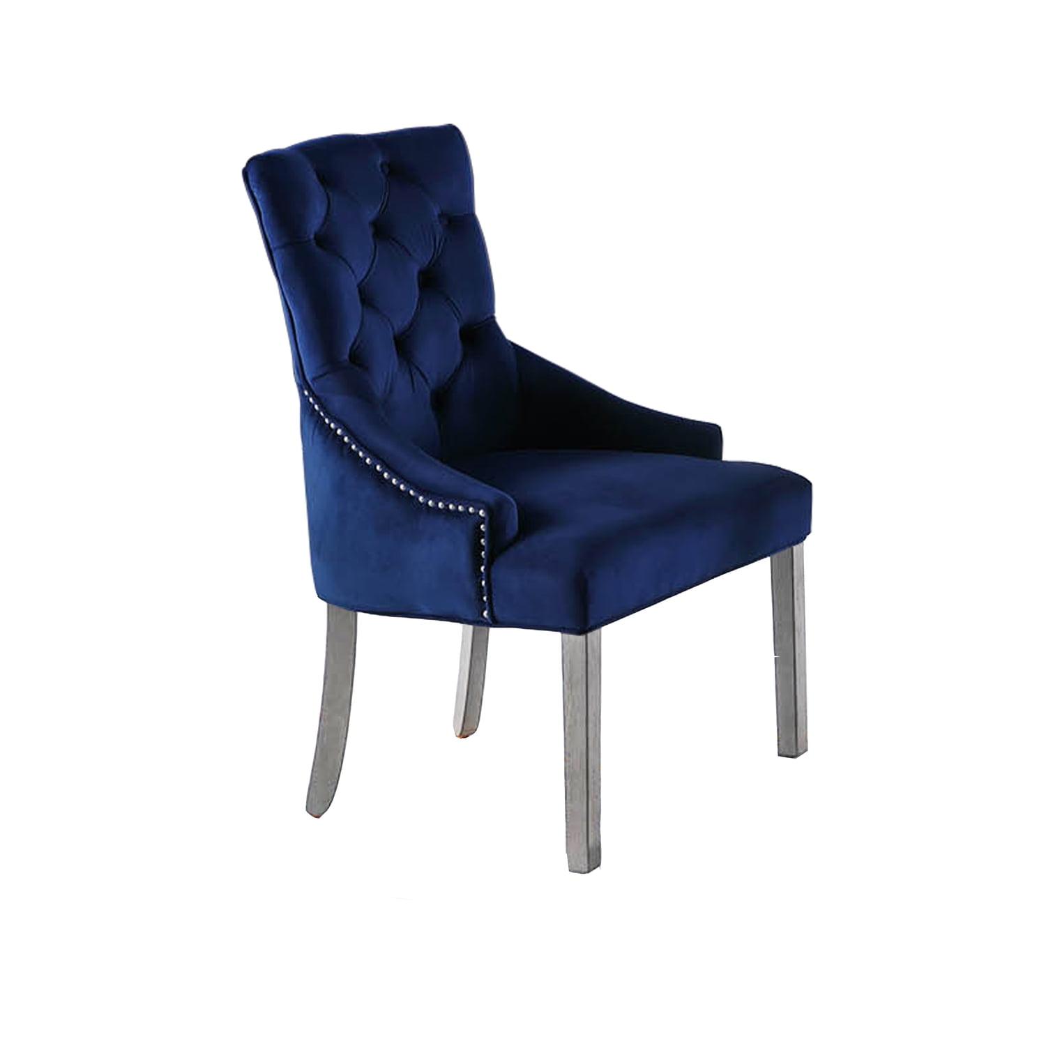 Elegant Blue Velvet Upholstered Parsons Side Chair, Wood Frame (Set of 2)