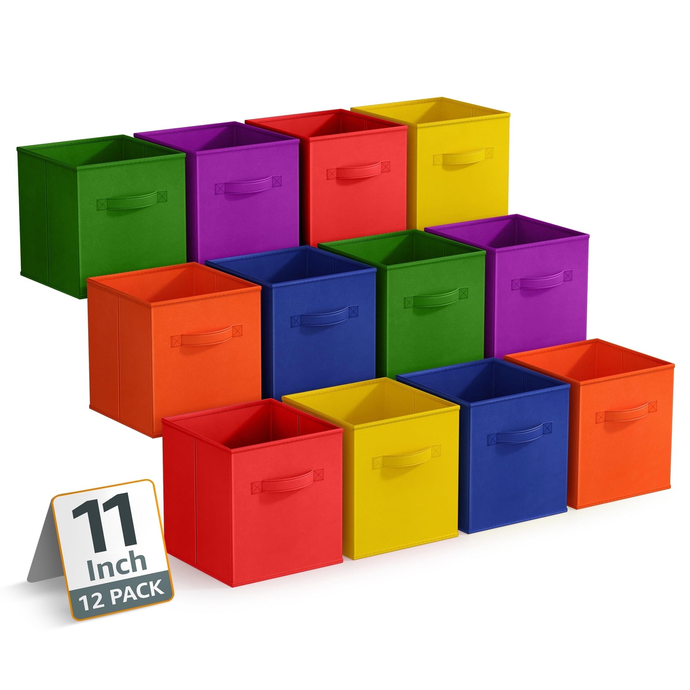 11 Inch Multicolor Collapsible Fabric Storage Cubes, 12 Pack