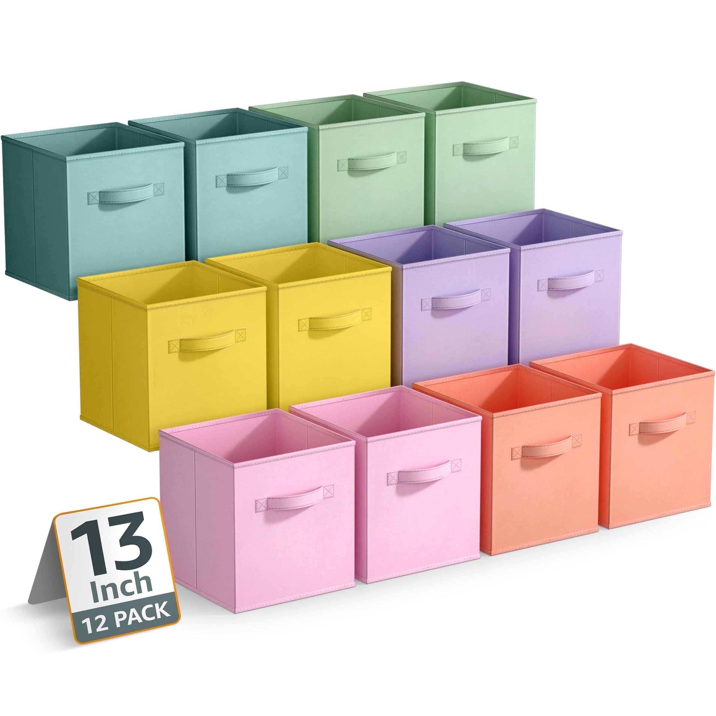 Pastel Multicolor 13 Inch Collapsible Fabric Storage Cubes, 12 Pack