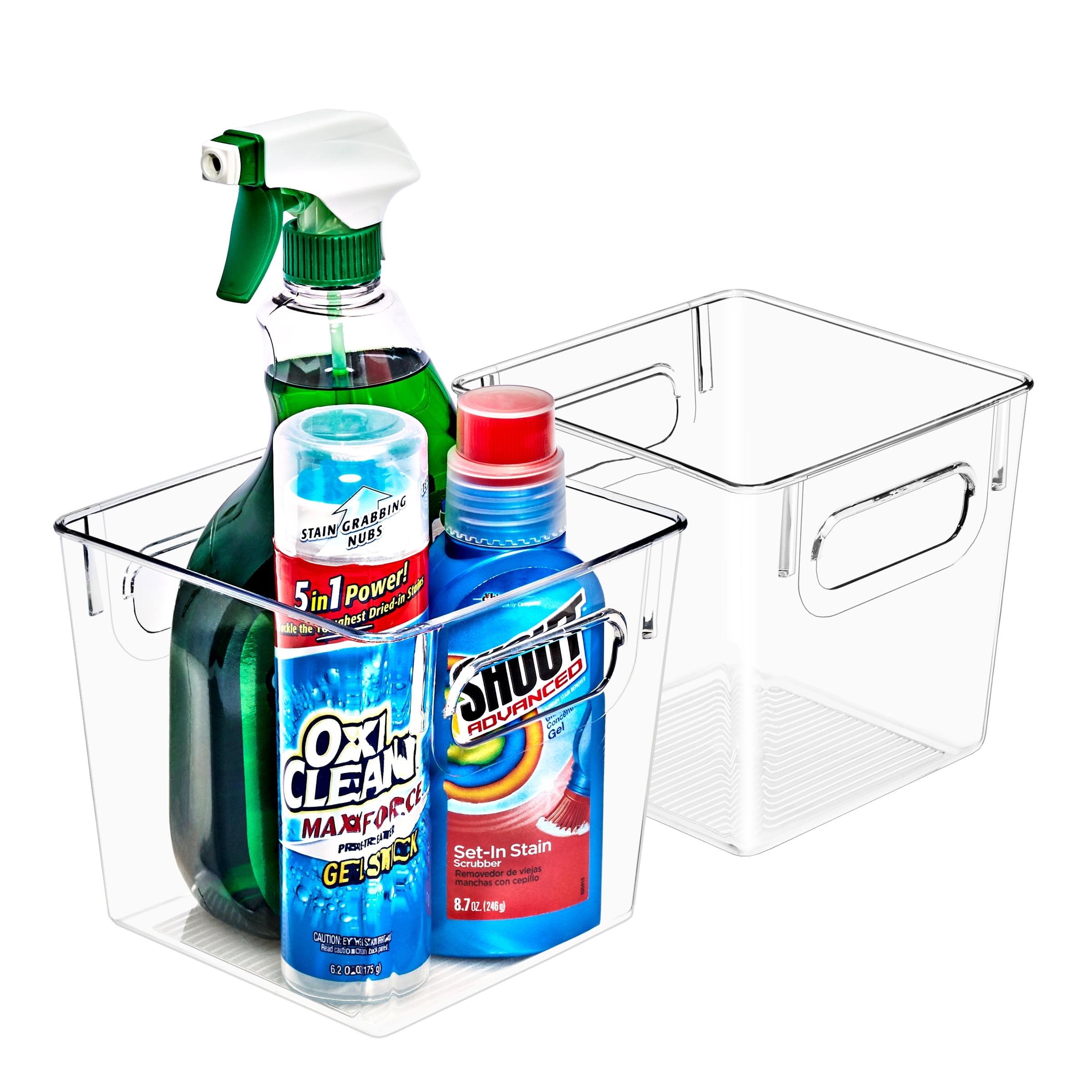 Sorbus 2 Pack Small Clear Plastic Storage Bins, Clear Organizer Bins with Handle for Kitchen, Pantry, Cabinet, Refrigerator, Craft, Toys, Clothes, Closet, Under Sink, Bathroom Organizers and Storage