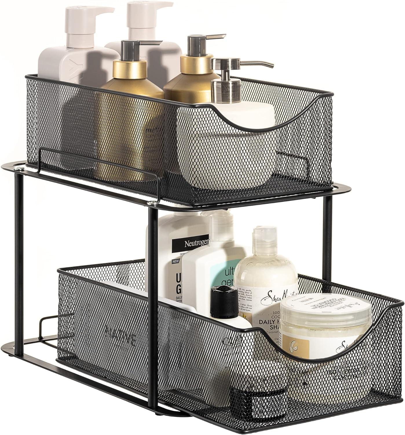 Sorbus 2 Tier Under the Sink Organizer Baskets with Mesh Sliding Drawers