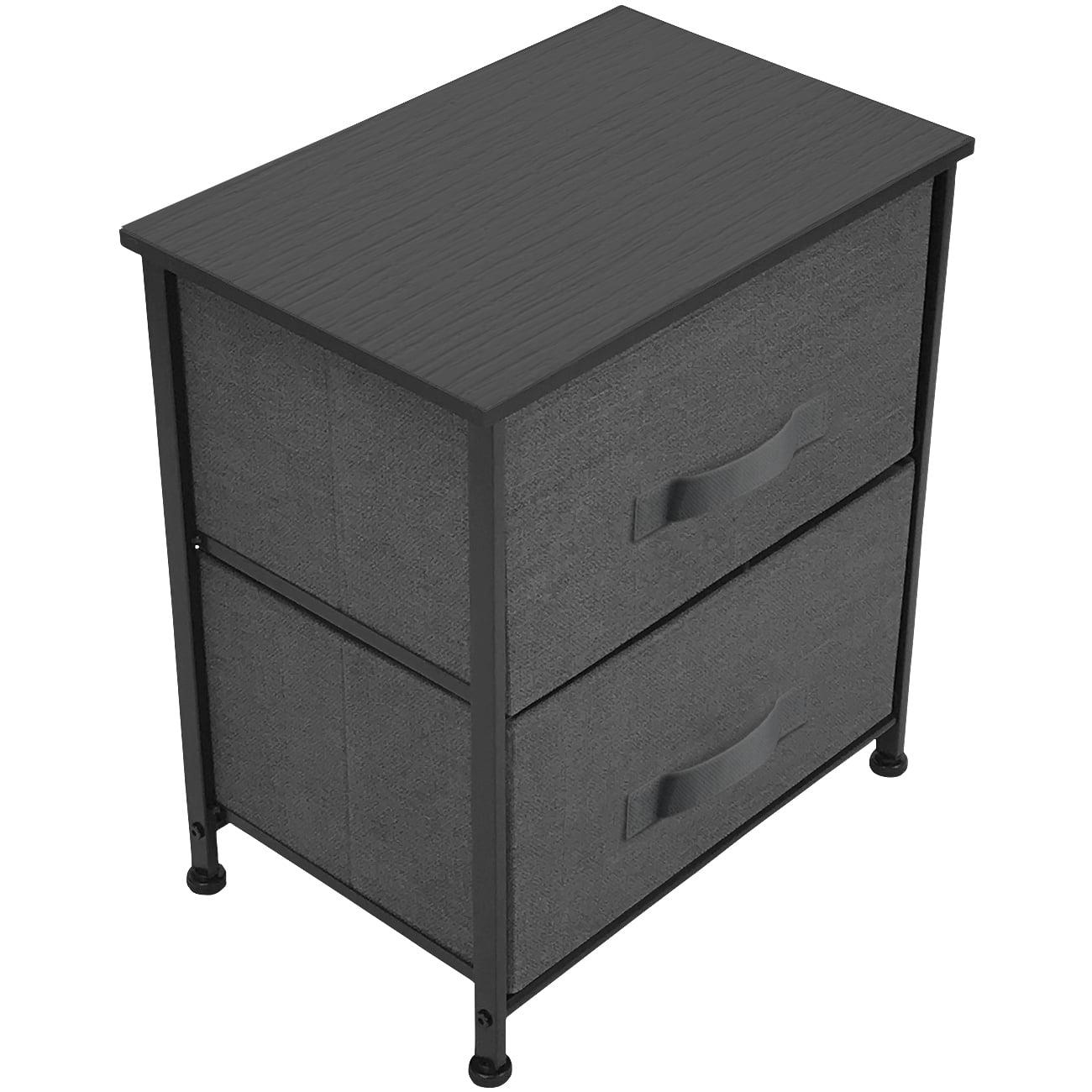 Caroline Modern Black Metal 2-Drawer Nightstand