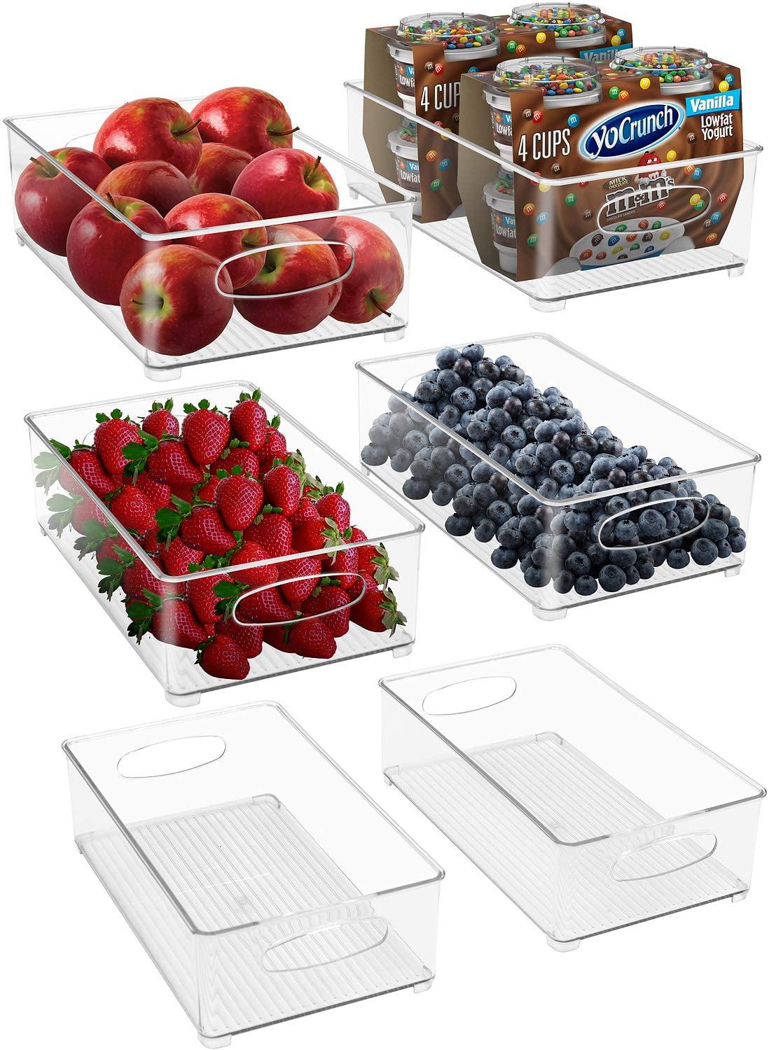 Prep & Savour Hosler 6 Pack Medium Stackable Clear Storage and Organizer Bins with Handles (Set of 6)