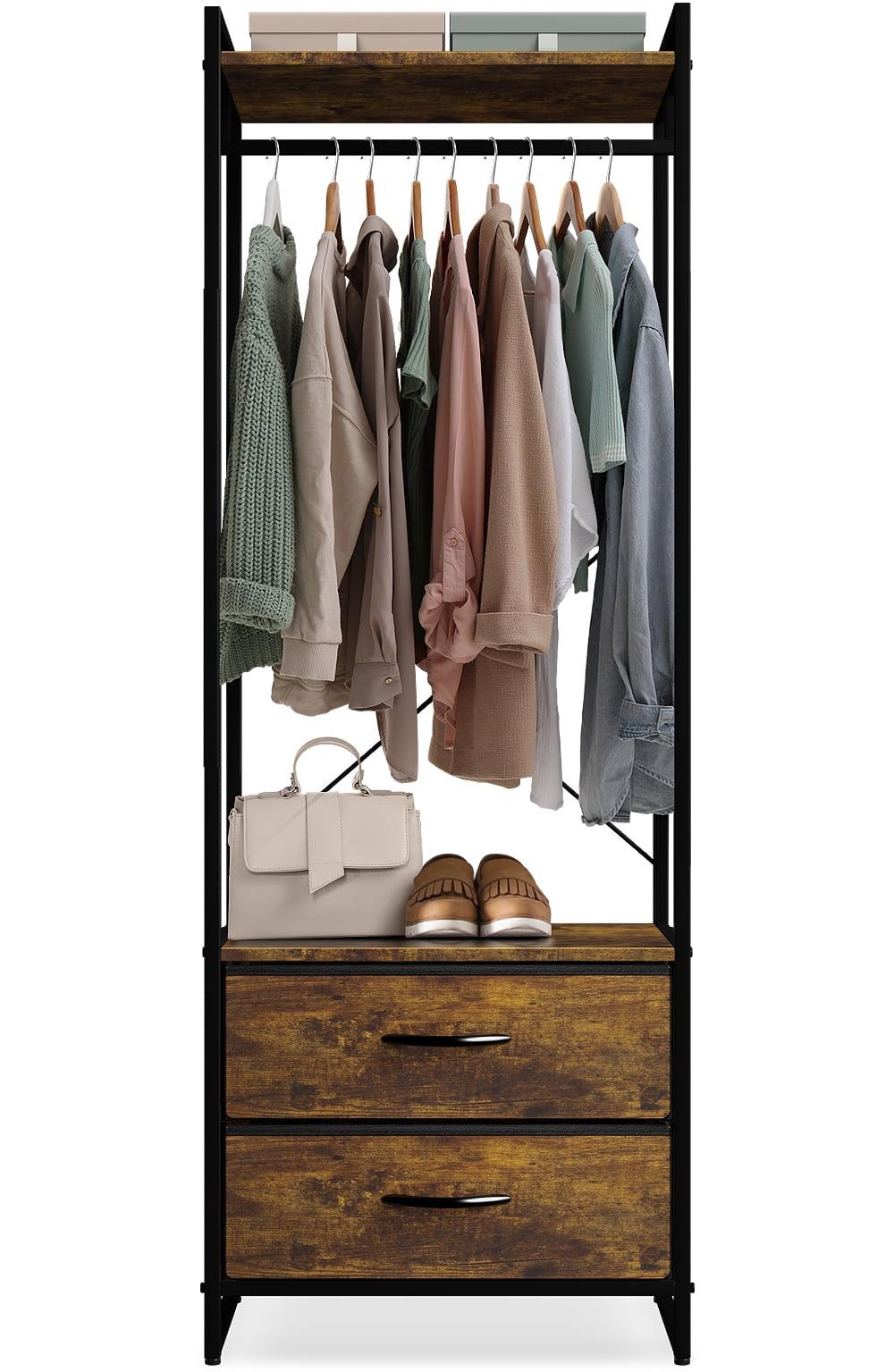 Sorbus Clothing Rack with Drawers and Wood Top