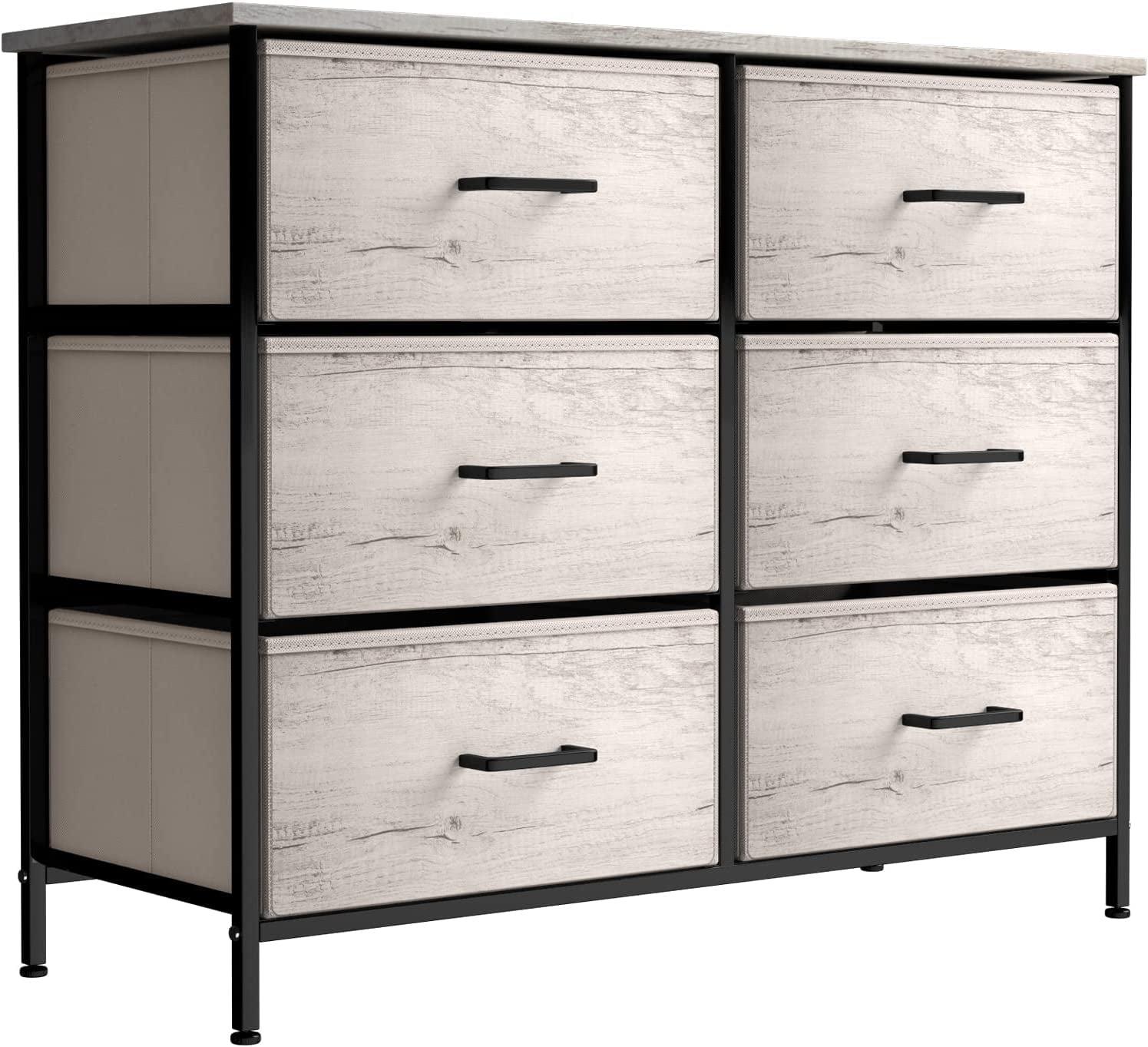 Greige Horizon 33" Nursery Dresser with 6 Fabric Drawers