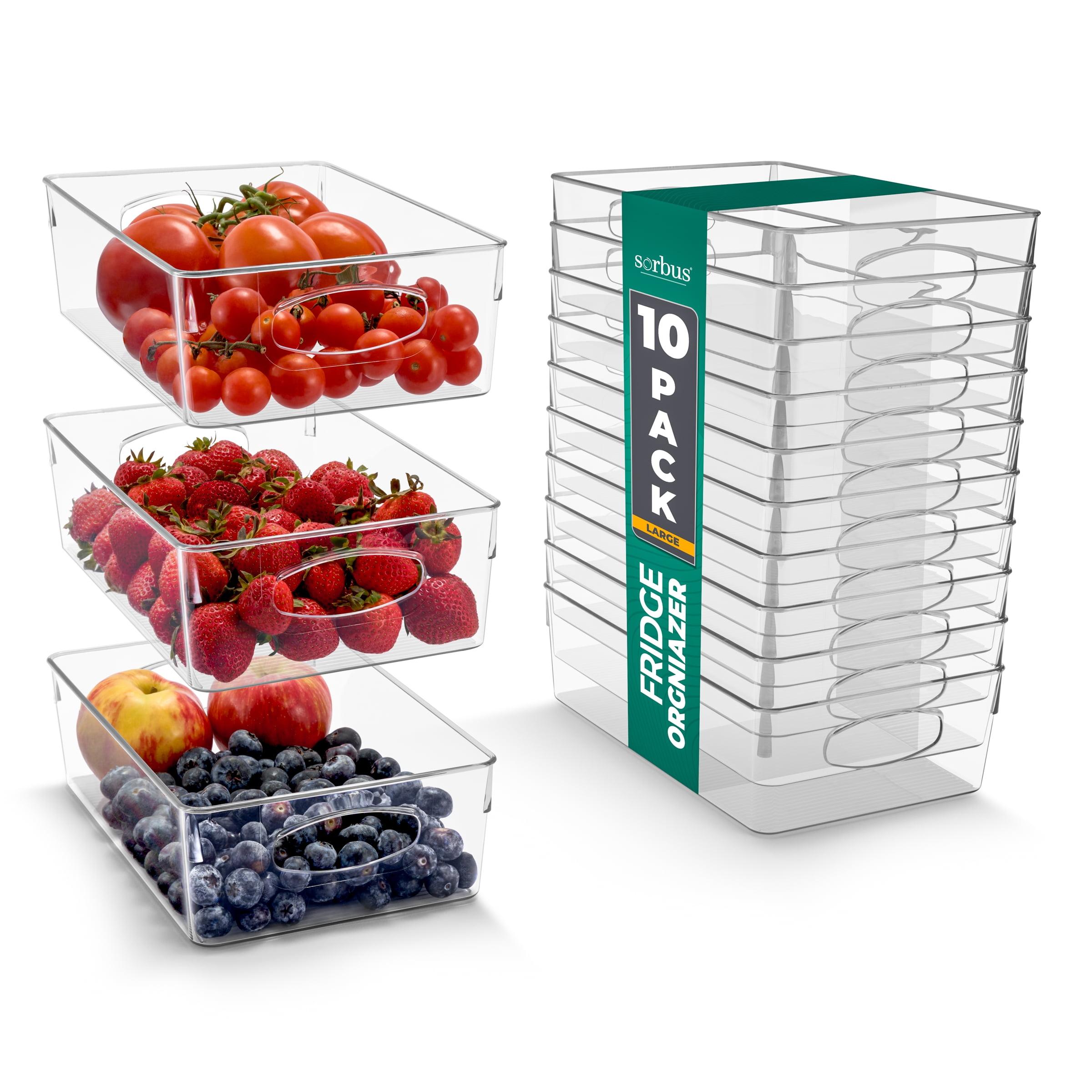Sorbus Sorbus 10 Pack Narrow Clear Plastic Storage Bins with Handles for Shelves