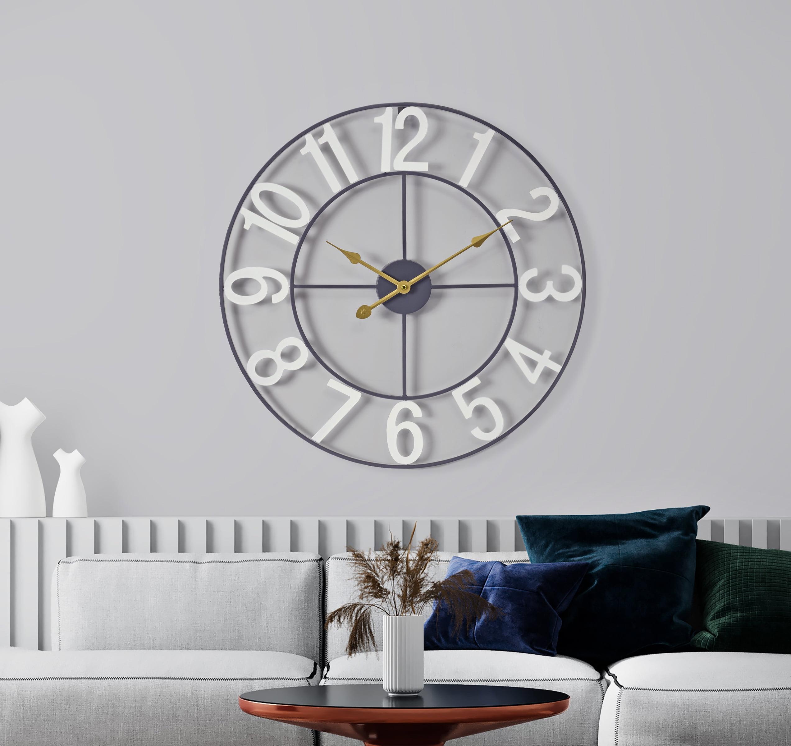 Sorbus Large Metal Numerical Wall Clock for Living Room Decor (White, 24" Diameter)
