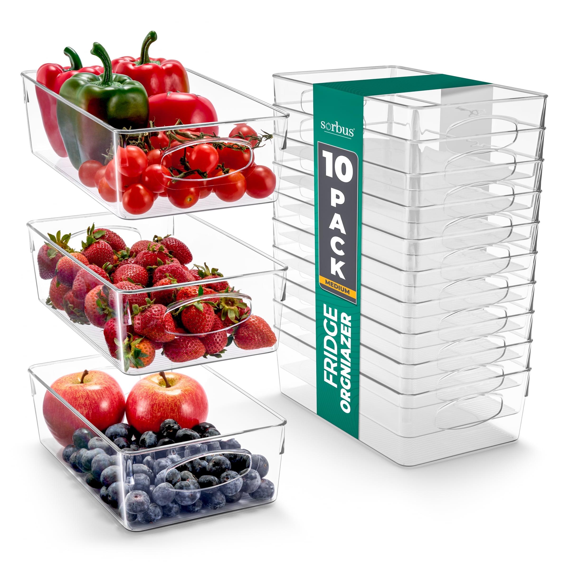 Sorbus Sorbus 10 Pack Narrow Clear Plastic Storage Bins with Handles for Shelves