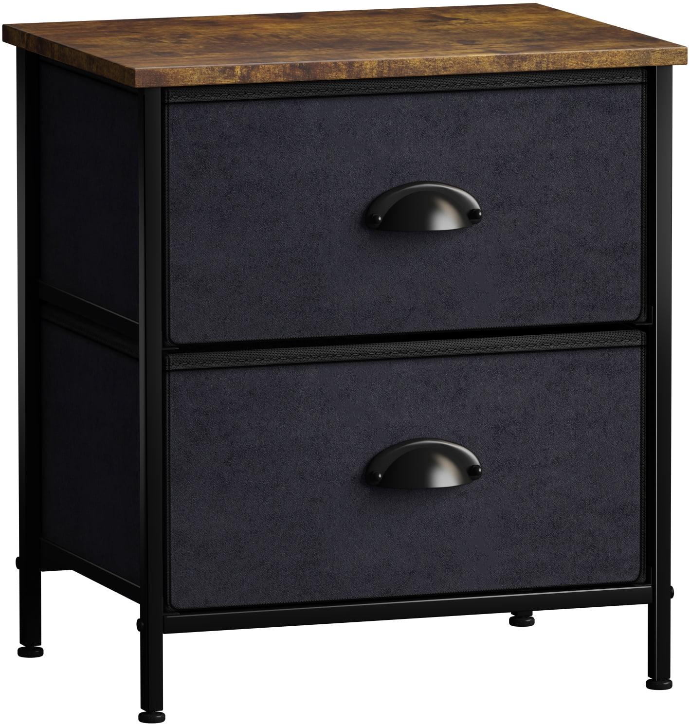 Industrial Black Vertical Nursery Nightstand with Extra Deep Drawer