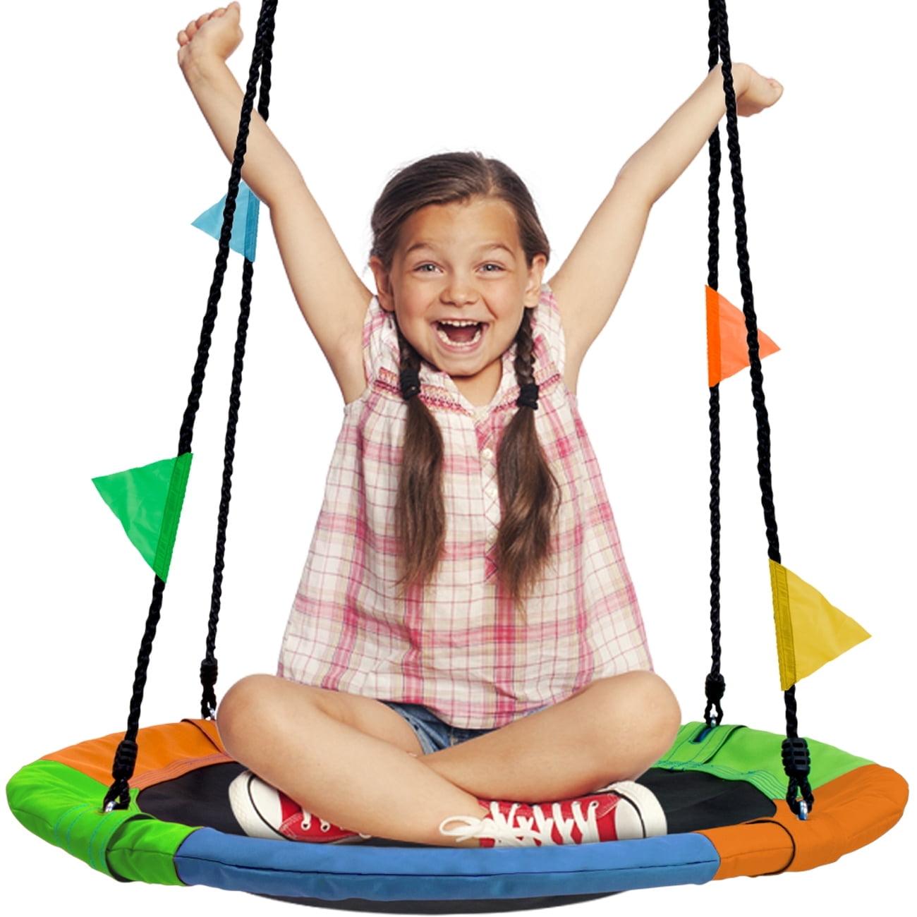 Sorbus Sorbus Saucer Tree Swing 24" Adjustable Ropes, 220lb Capacity in Rainbow