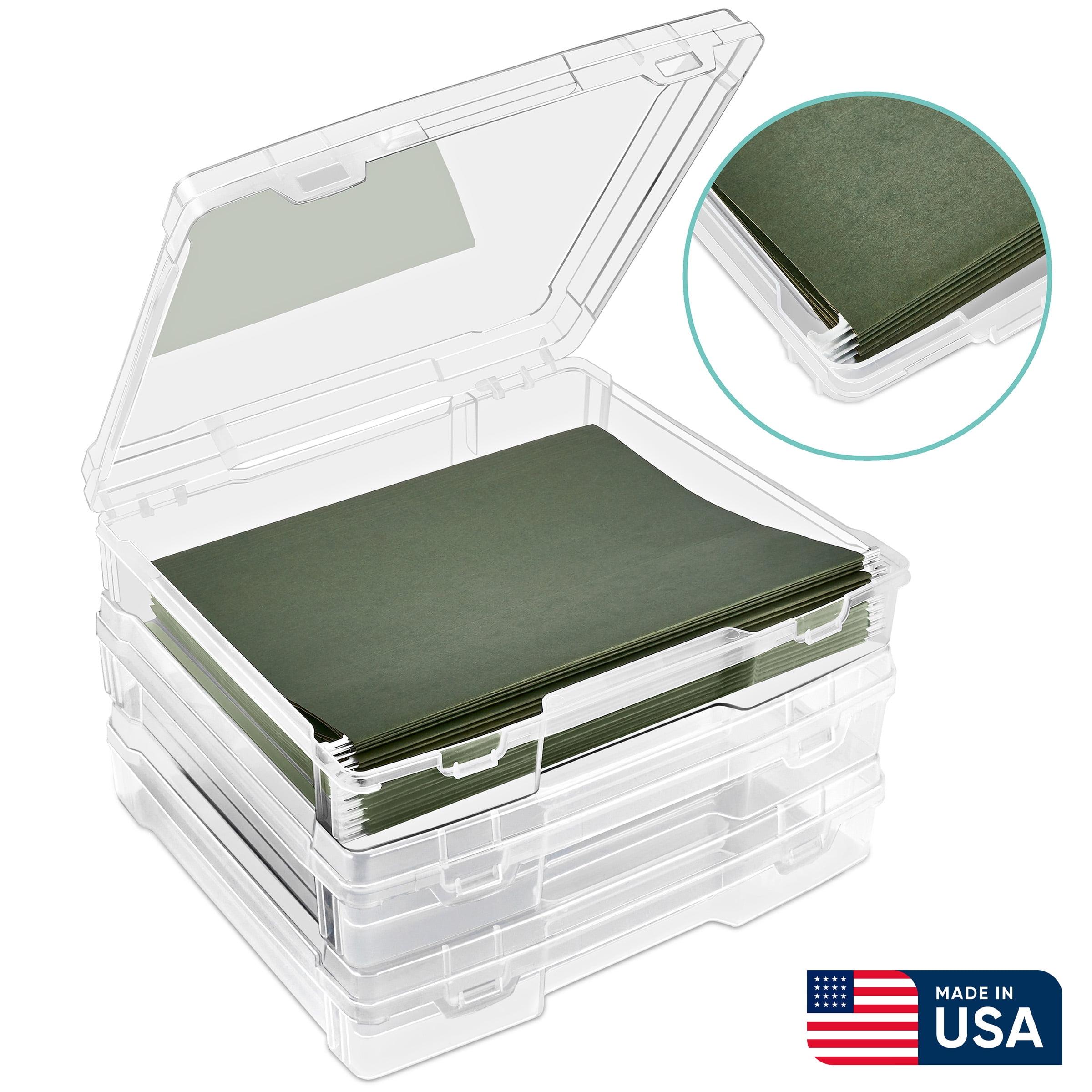 Sorbus Set of 3 Wide Hanging File Organizer Bin Clear Plastic Stackable for Document Storage