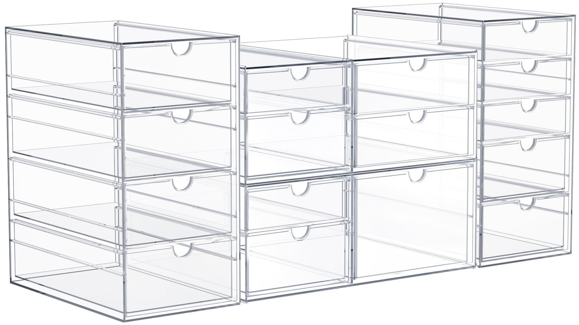 Sorbus Sorbus Clear Storage and Organizer Bins with Drawers,  4 Pcs Stackable Storage Cases for Office, Kitchen, Crafts, and More