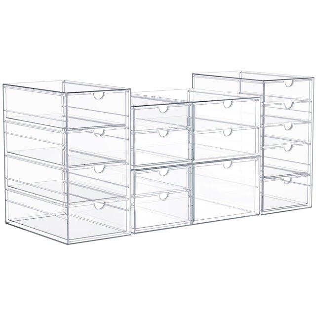 Sorbus Sorbus Clear Storage and Organizer Bins with Drawers,  4 Pcs Stackable Storage Cases for Office, Kitchen, Crafts, and More