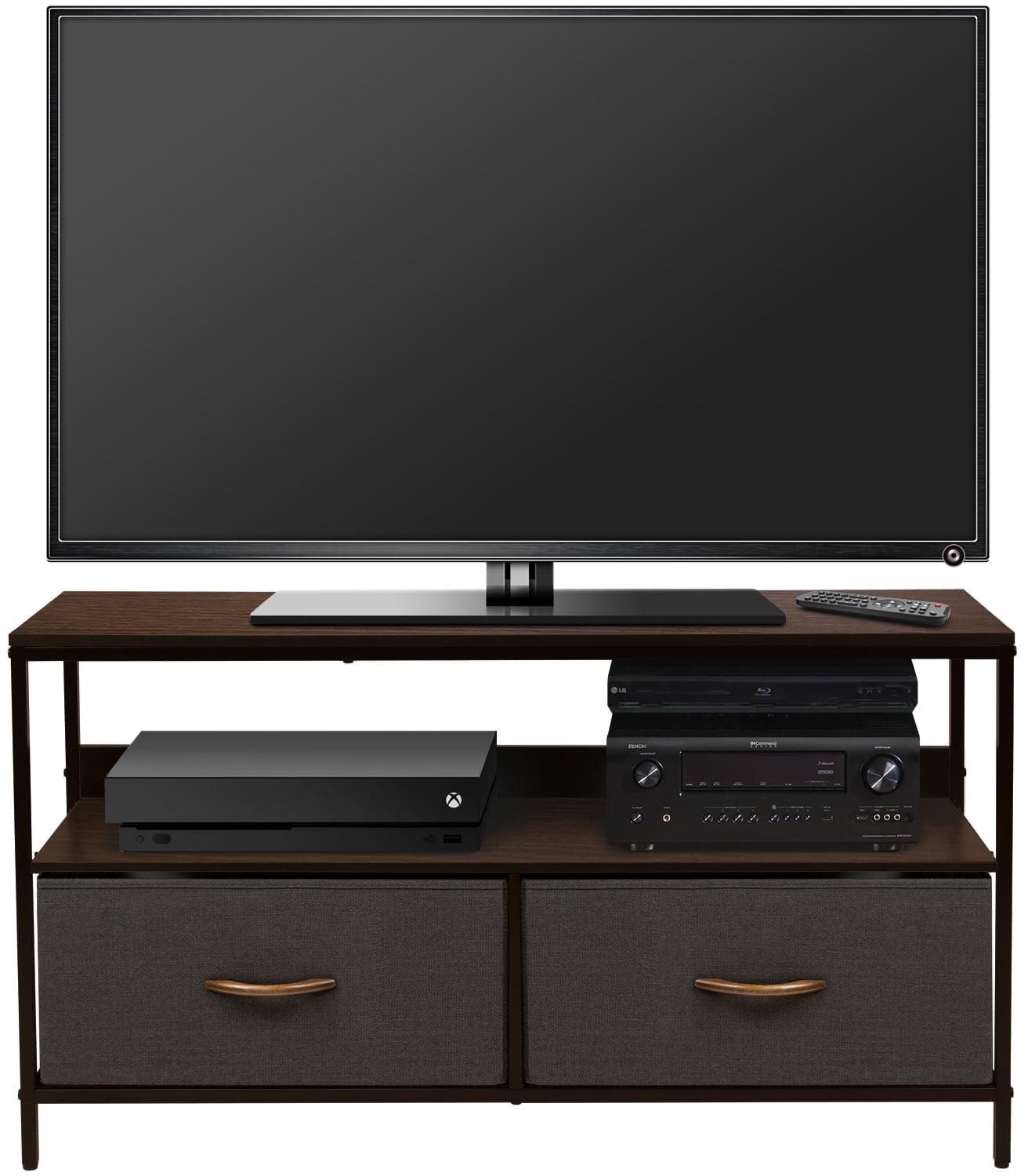 Sorbus 38.75'' Brown TV Stand with Foldable Fabric Drawers