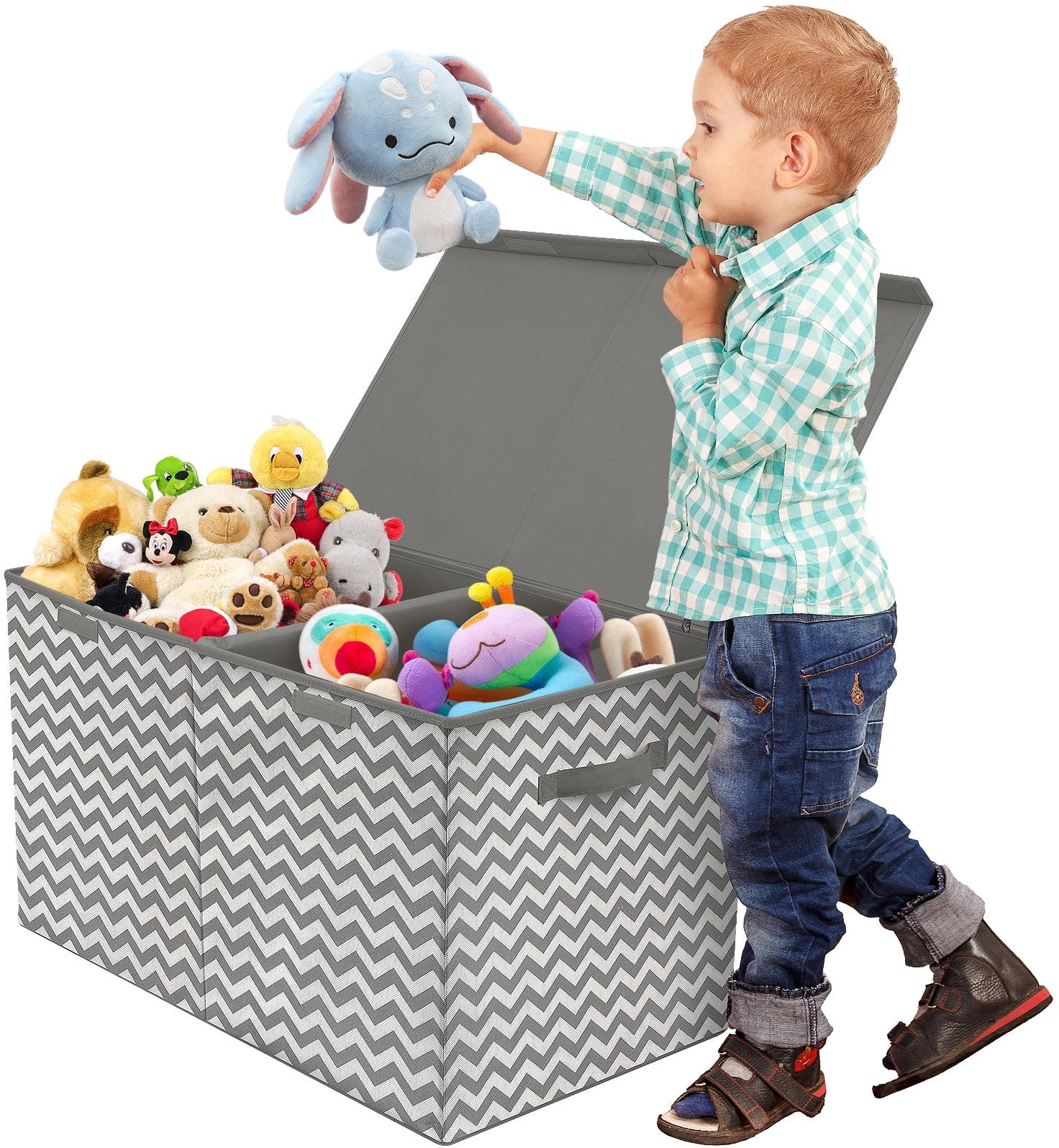 Gray Chevron Collapsible Toy Chest with Flip-Top Lid