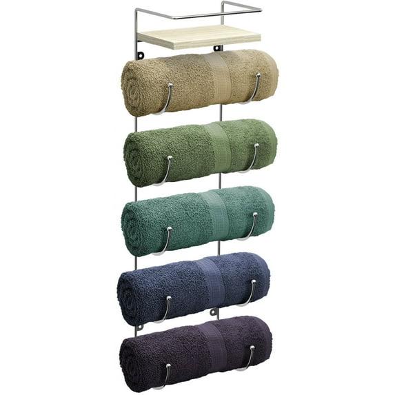 Sorbus 5-Tier Wall Mounted Metal Towel Rack with Shelf