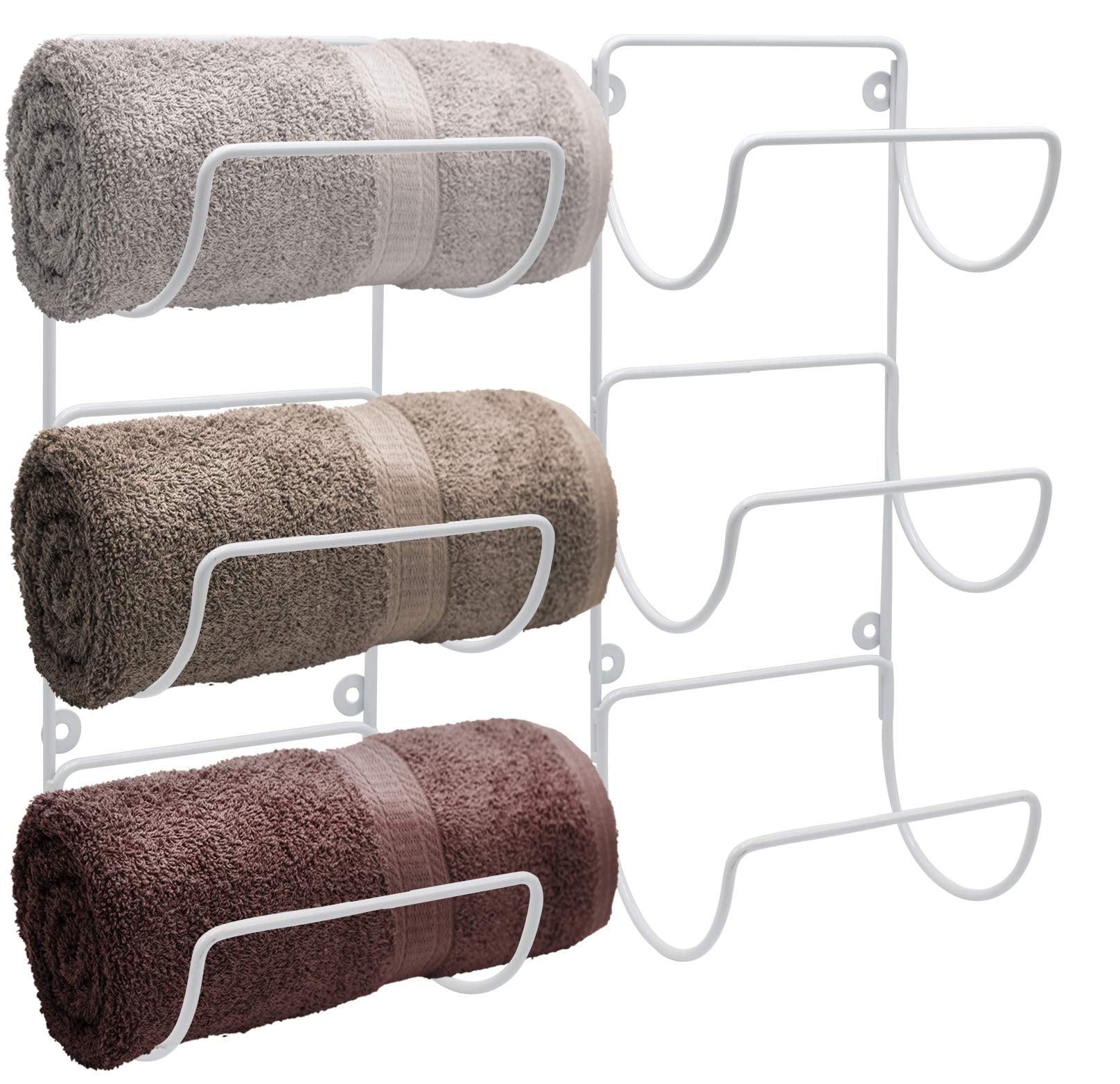 Sorbus Wall Mounted Towel Rack Holder for Bathroom, Metal White (2-Pack = 6 Tier/Shelves)
