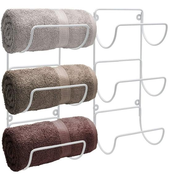 Sorbus Wall Mounted Towel Rack Holder for Bathroom, Metal White (2-Pack = 6 Tier/Shelves)