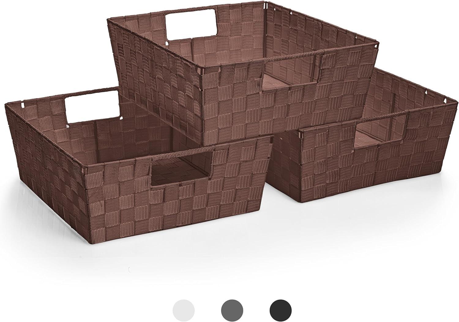 Sorbus Sorbus Stackable Wicker Tote Woven Basket with Handles 3 Pack