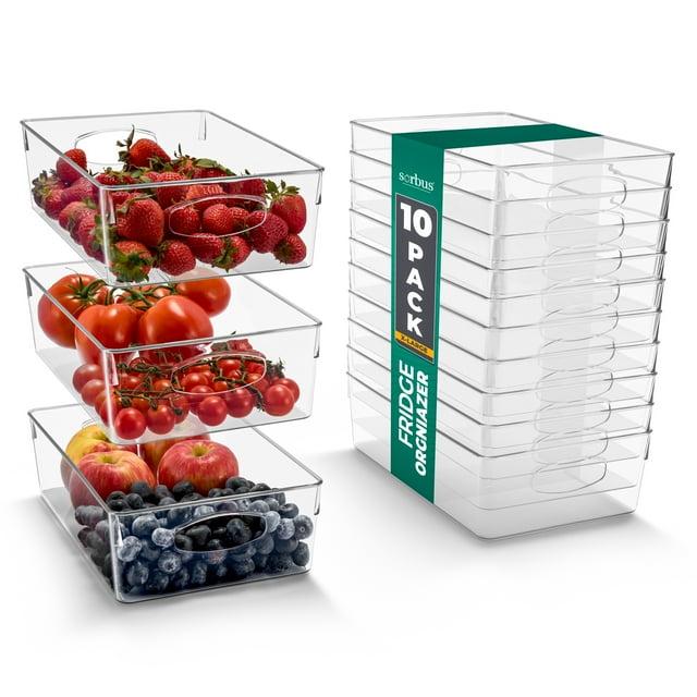 Sorbus Sorbus 10 Pack Narrow Clear Plastic Storage Bins with Handles for Shelves