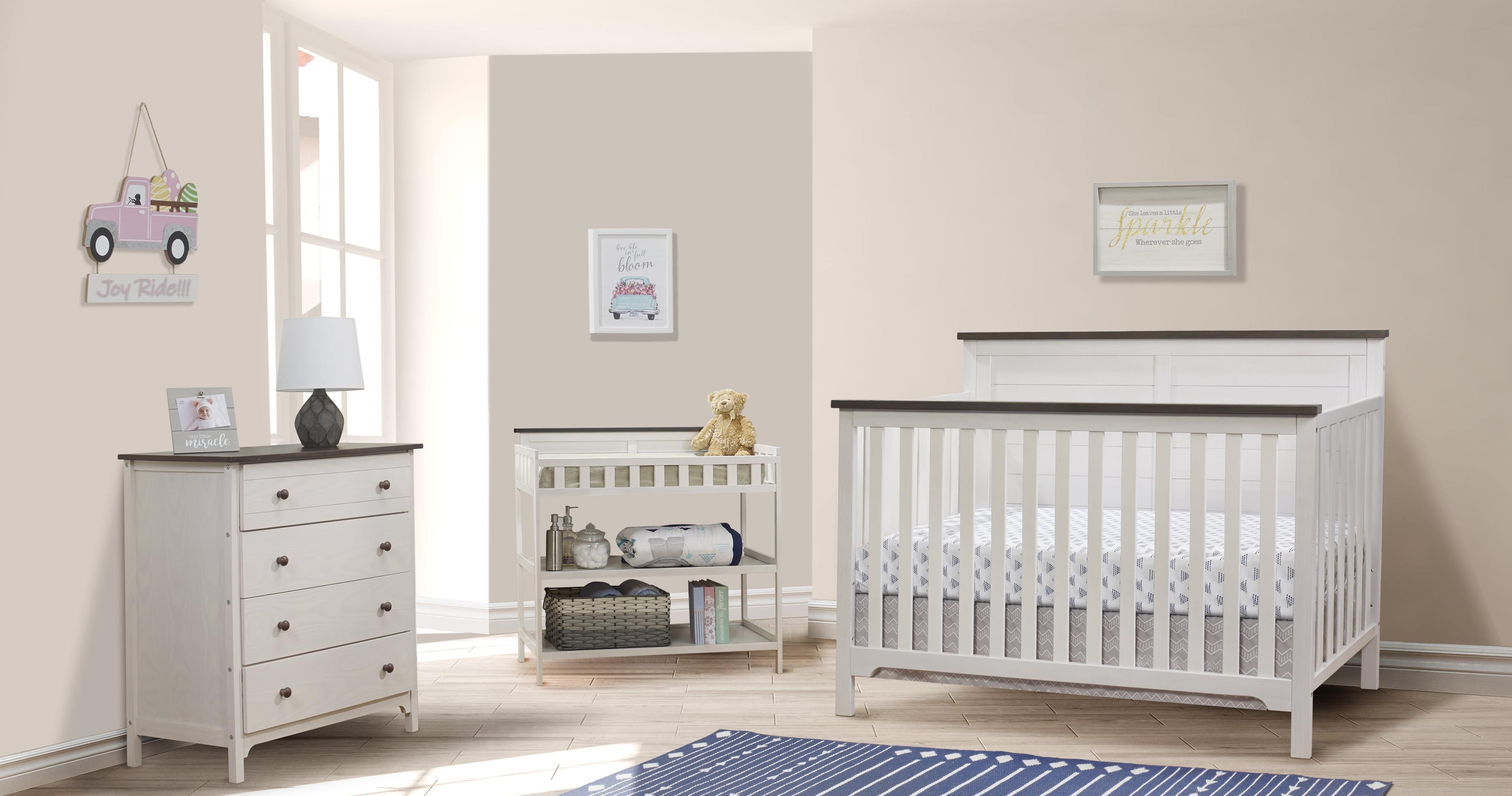 Farmhouse White and Chocolate 4-in-1 Convertible Crib Set