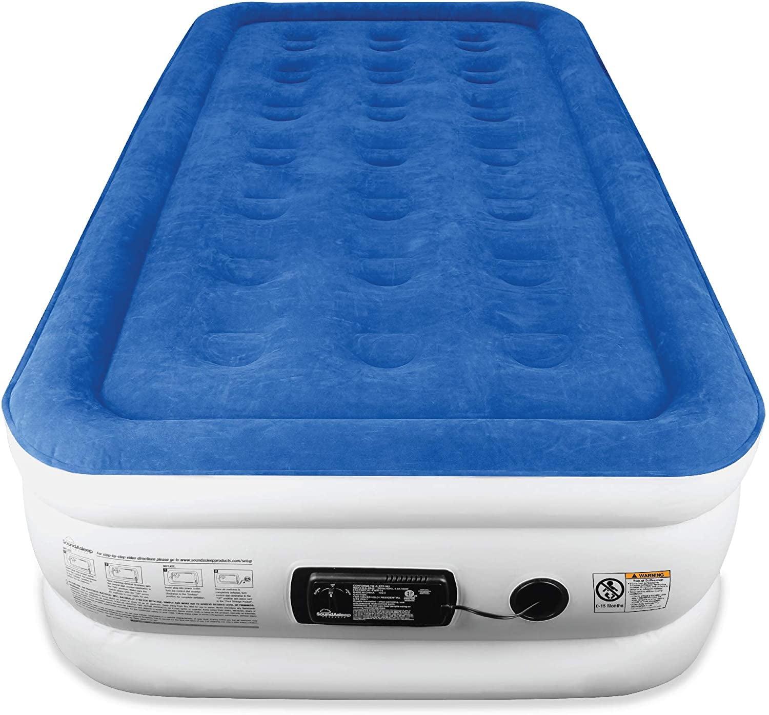 SoundAsleep Dream Series Air Mattress with ComfortCoil Technology & Internal High Capacity Pump -  Twin - Blue