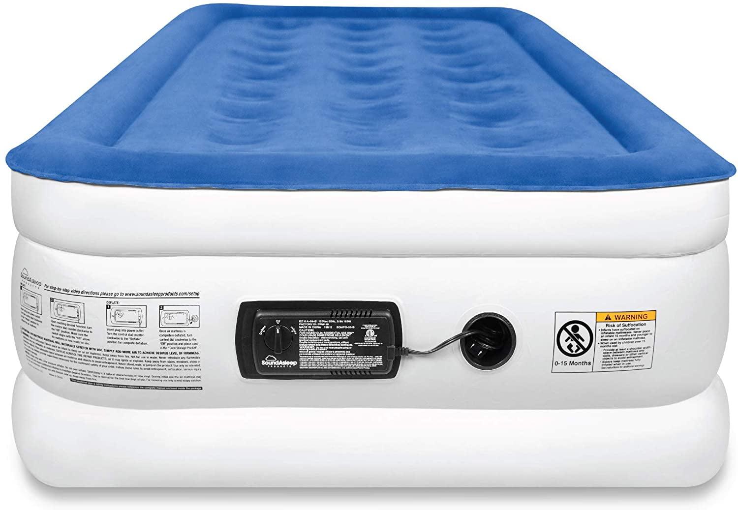 SoundAsleep Dream Series Air Mattress with ComfortCoil Technology & Internal High Capacity Pump -  Twin Extra Long (XL) - Blue
