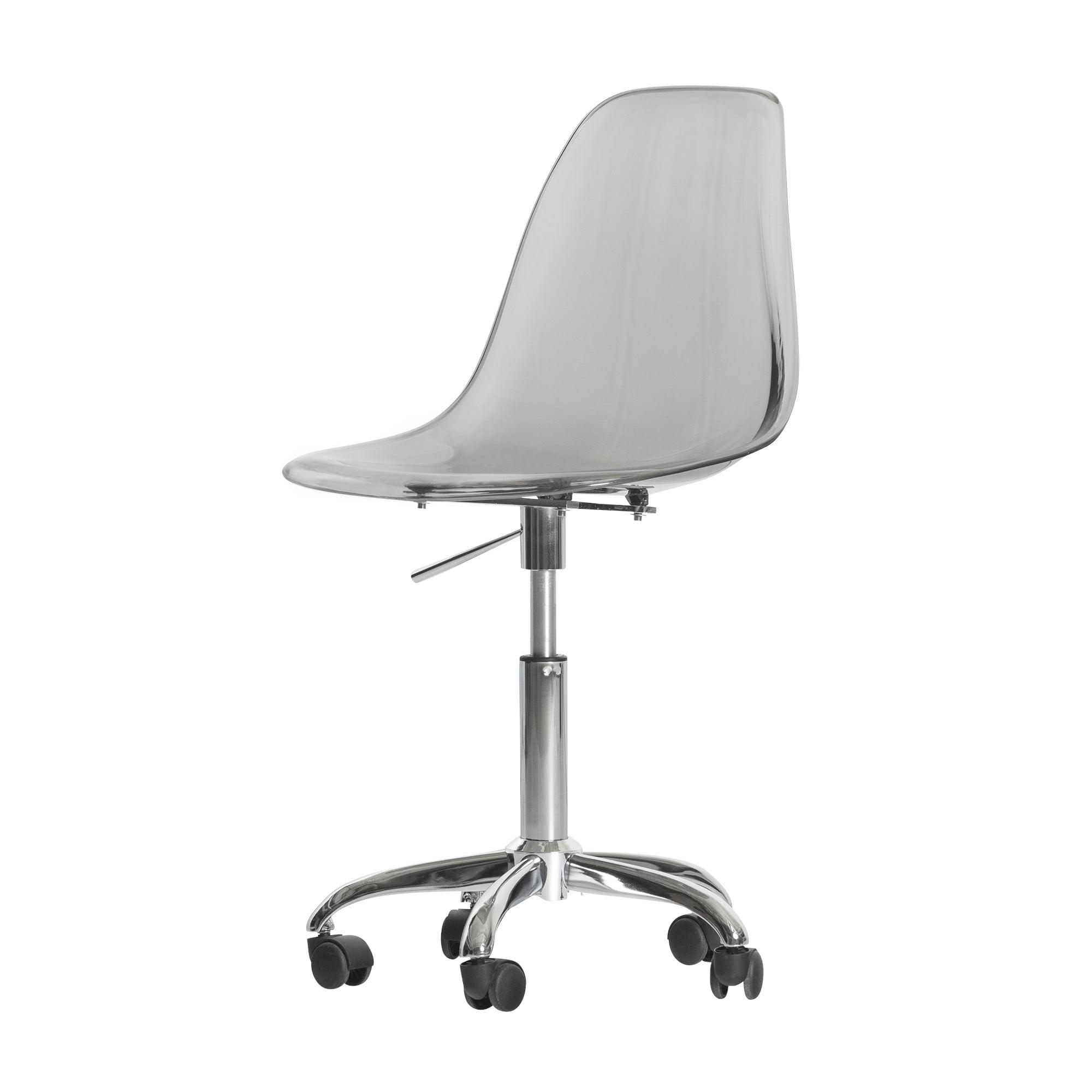 Gray Acrylic Swivel Office Chair with Chrome Base