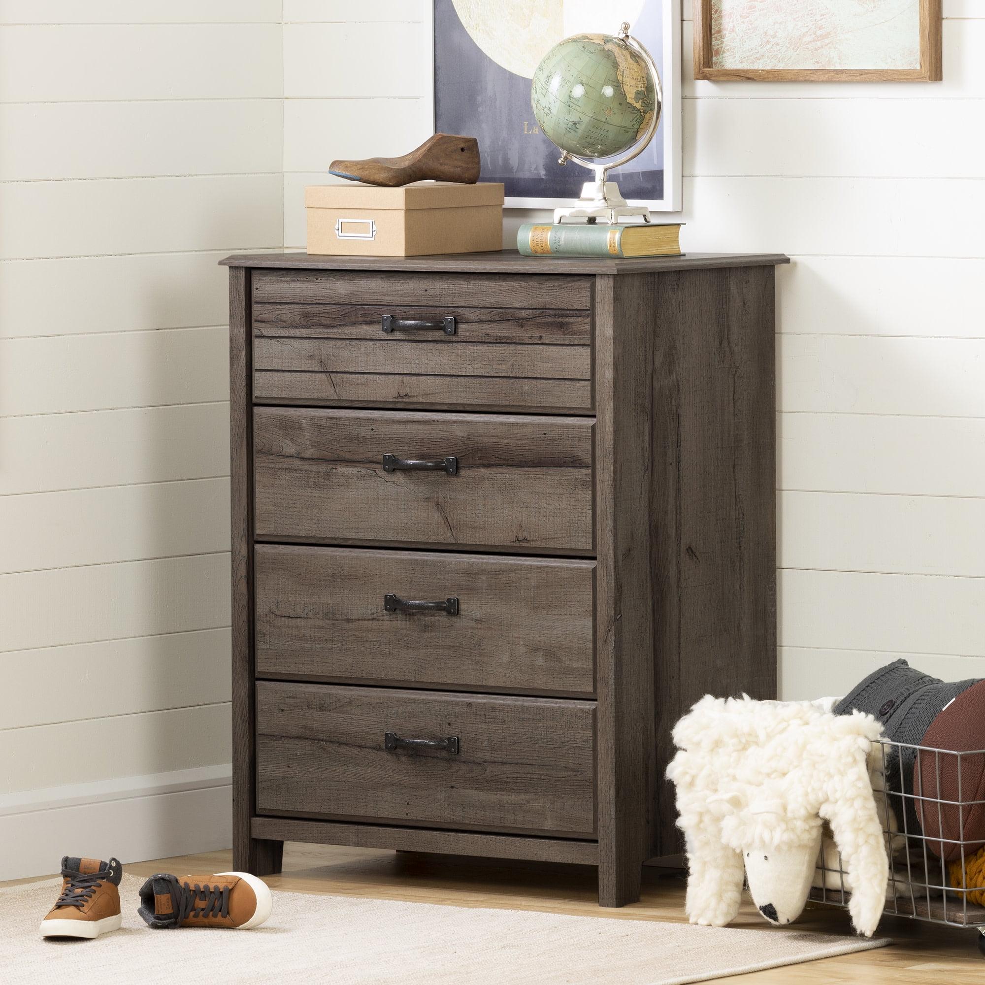 Fall Oak Horizontal Dresser with Extra Deep Drawers and Antique Silver Hardware