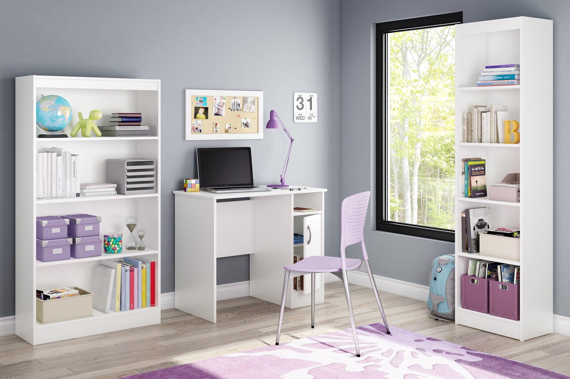 Sleek Pure White Laminate Computer Desk with Drawer and Keyboard Tray