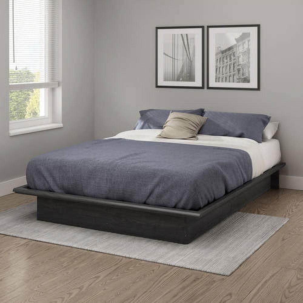 Gray Oak Full Platform Bed with Storage