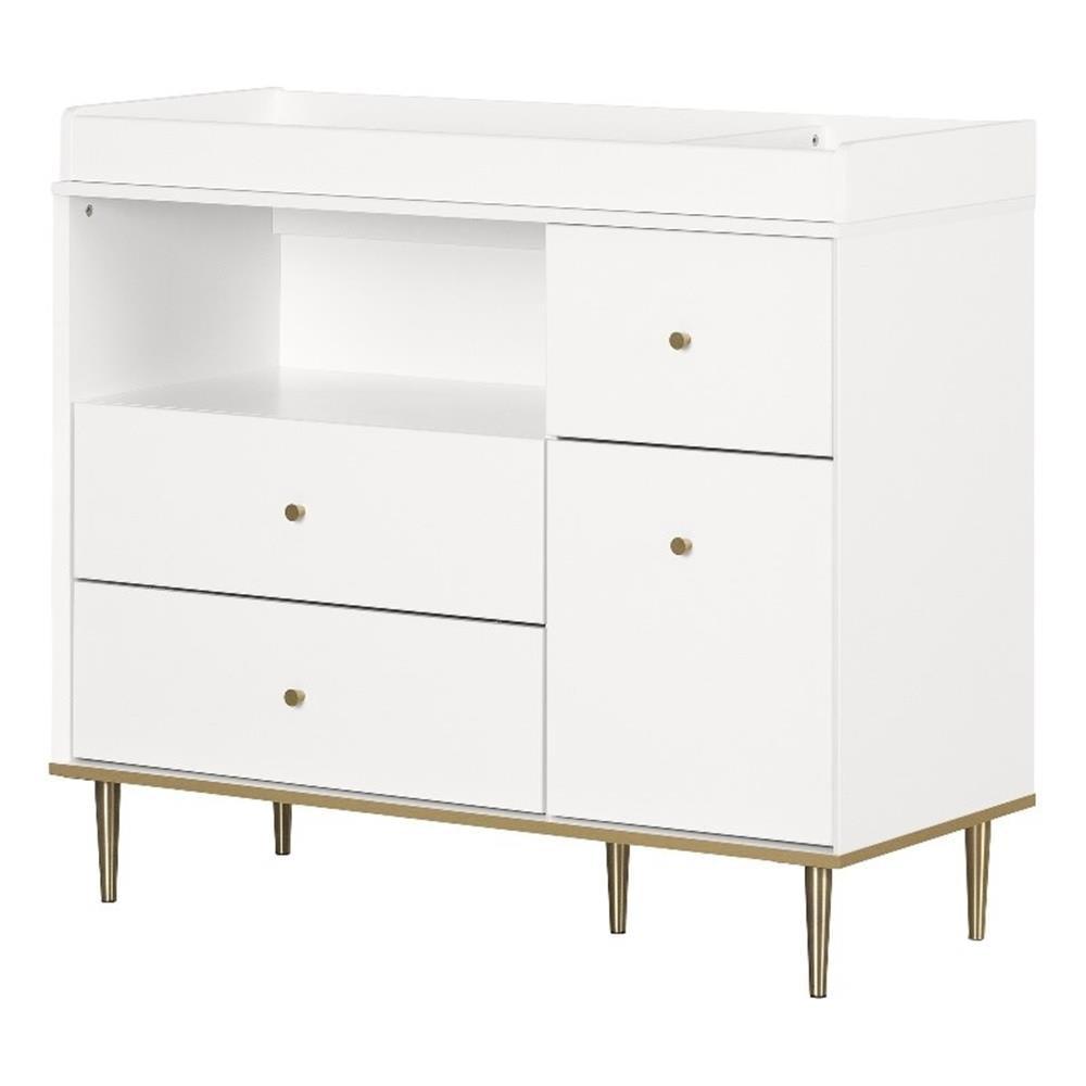 South Shore Changing Table with Drawers and Open Storage Pure White Dylane