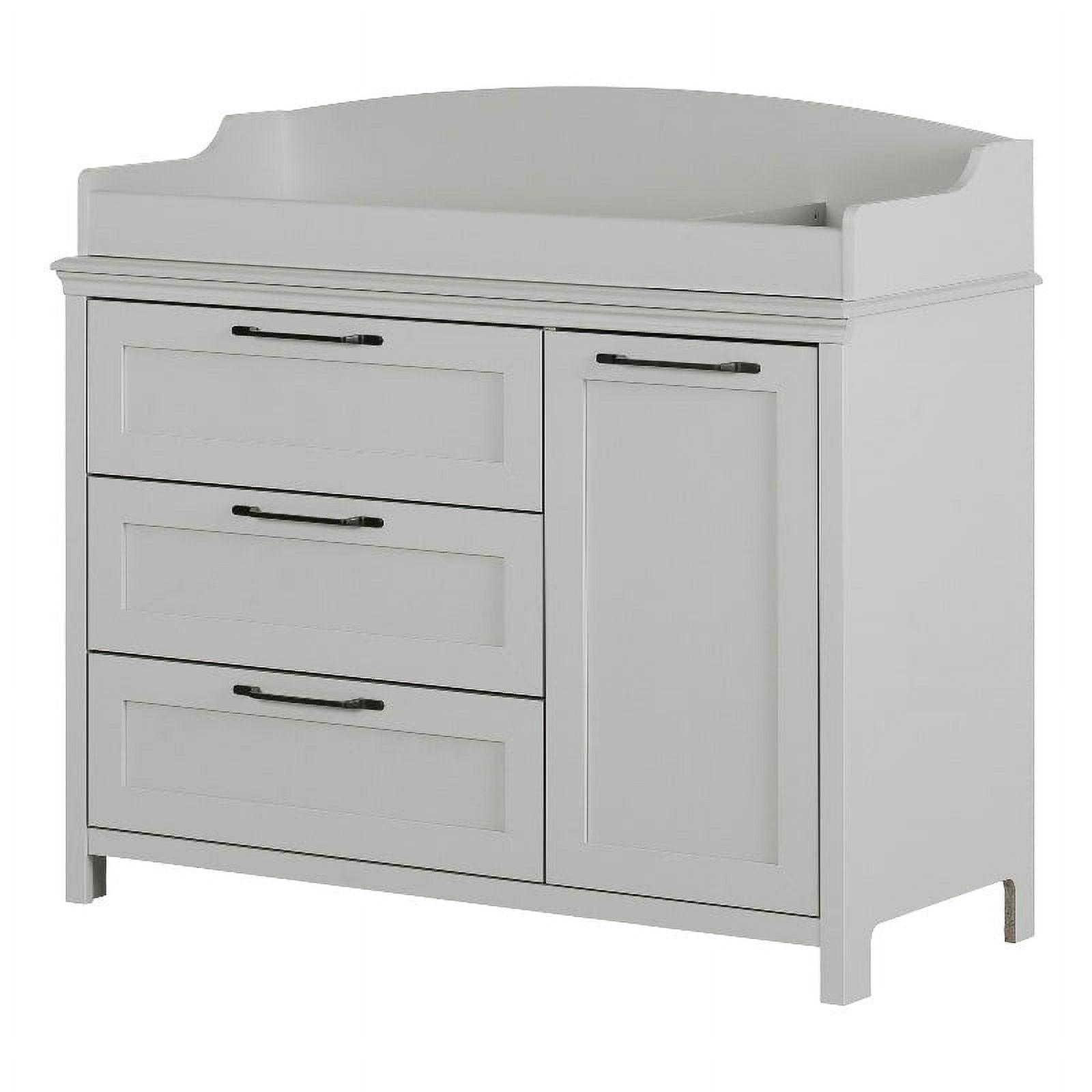 Soft Gray 3-Drawer Changing Table Dresser with Sliding Shelves