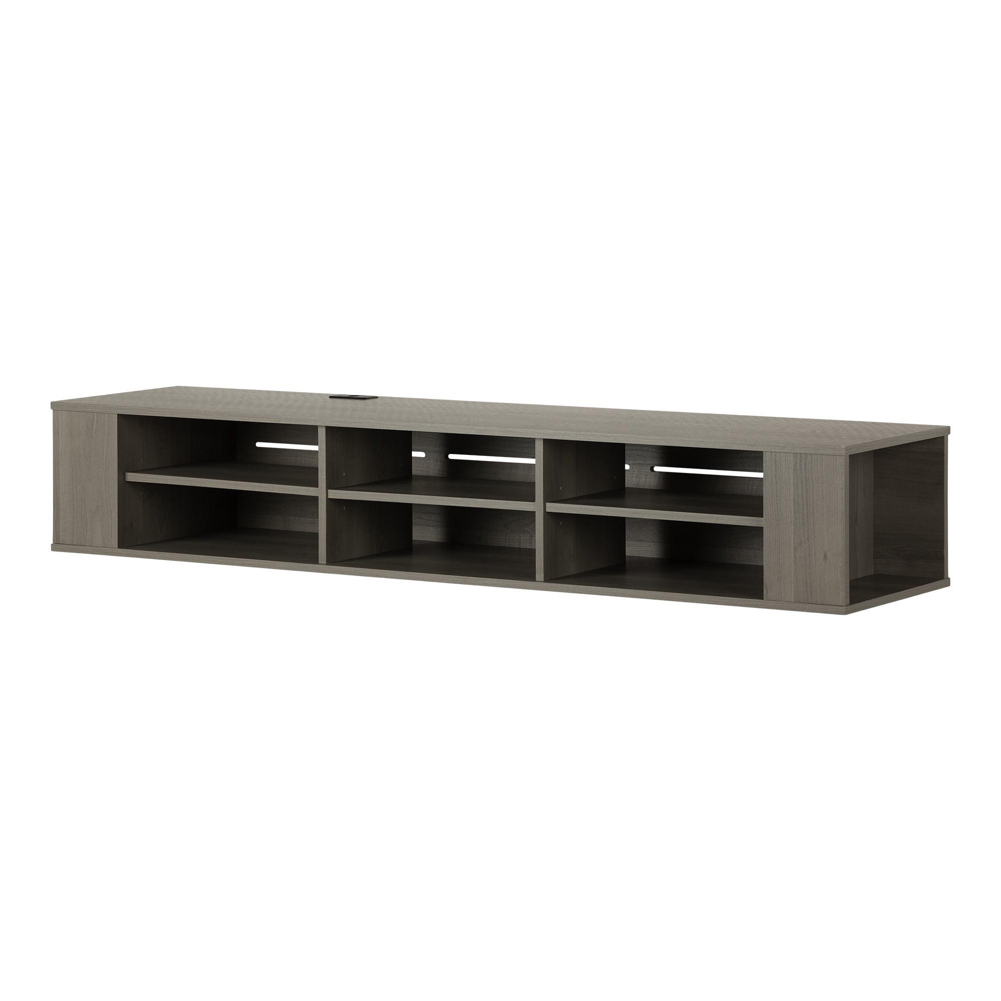 City Life 66" Gray Maple Wall-Mounted Media Console with Adjustable Shelves