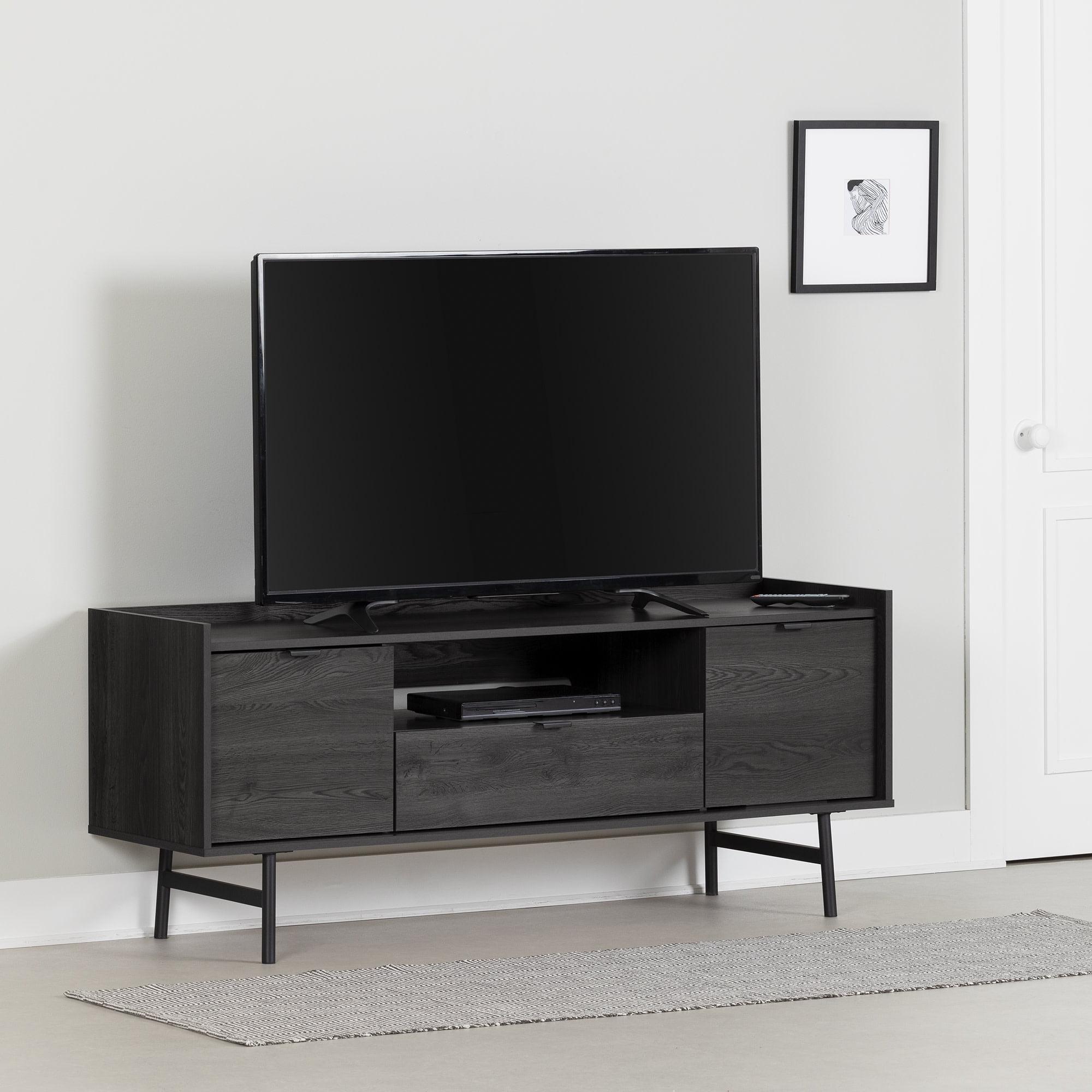 South Shore City Life TV Stand for TVs up to 75" Gray Oak: Laminated Particle Board, Storage Shelves, Modern Design