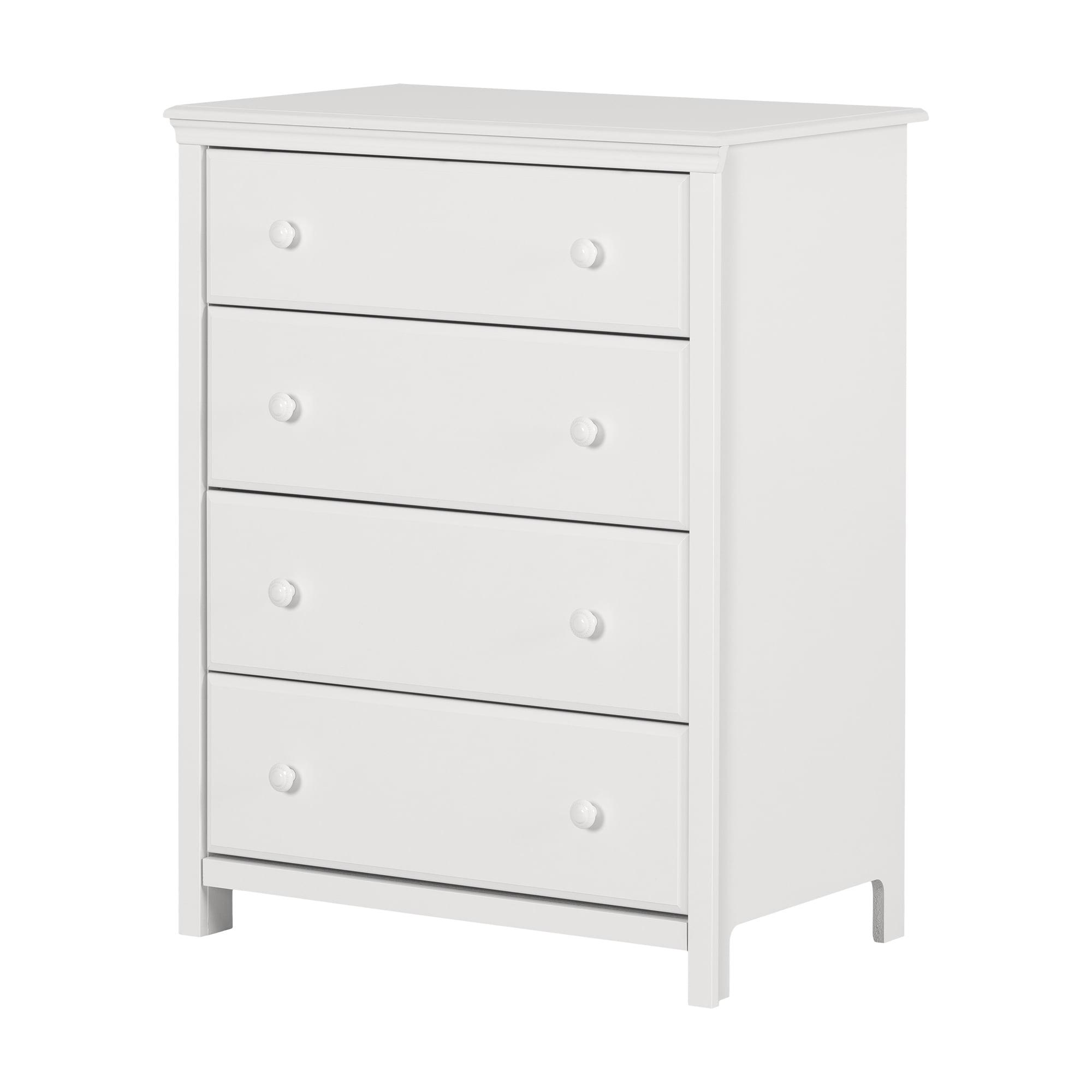 Pure White 4-Drawer Nursery Dresser with Ceramic Handles