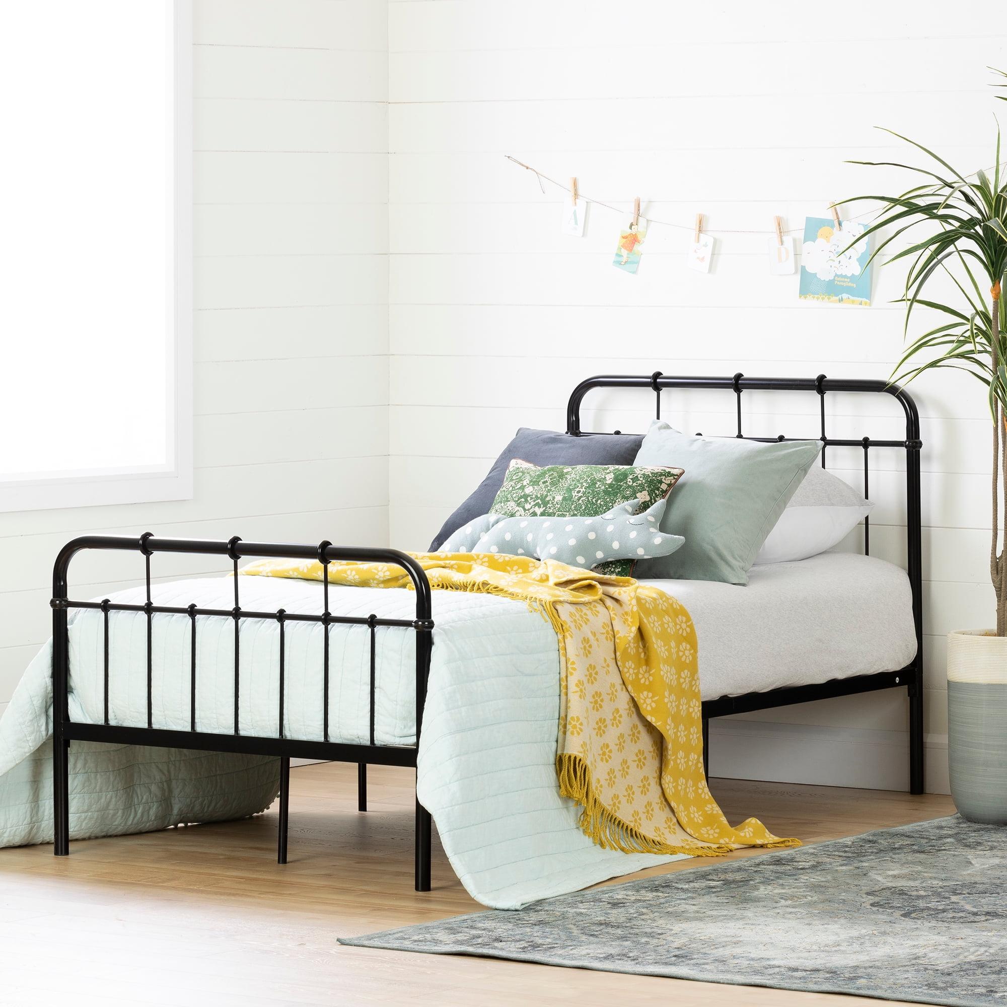 Cotton Candy Black Metal Twin Platform Bed with Headboard